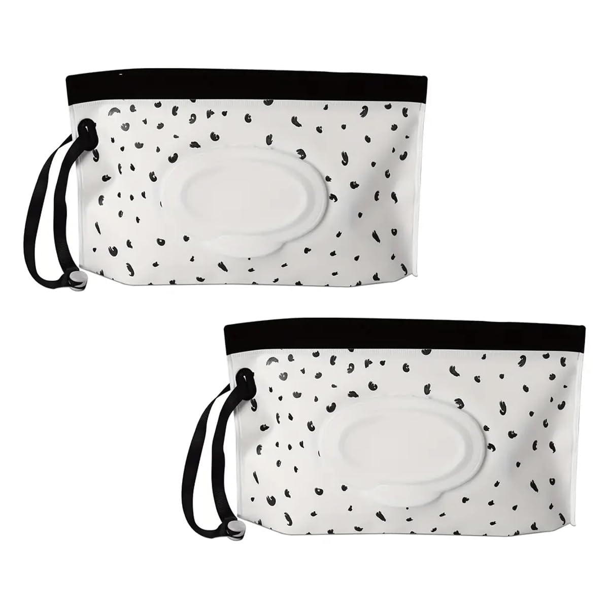 Portable Wet Wipe Dispenser Bag - Reusable Travel Wipes Container with Sealed Zipper, Napkin Storage Pouch (Black Dot) - Perfect for Diaper Changes, Baby Care, Travel & On-the-Go Hygiene