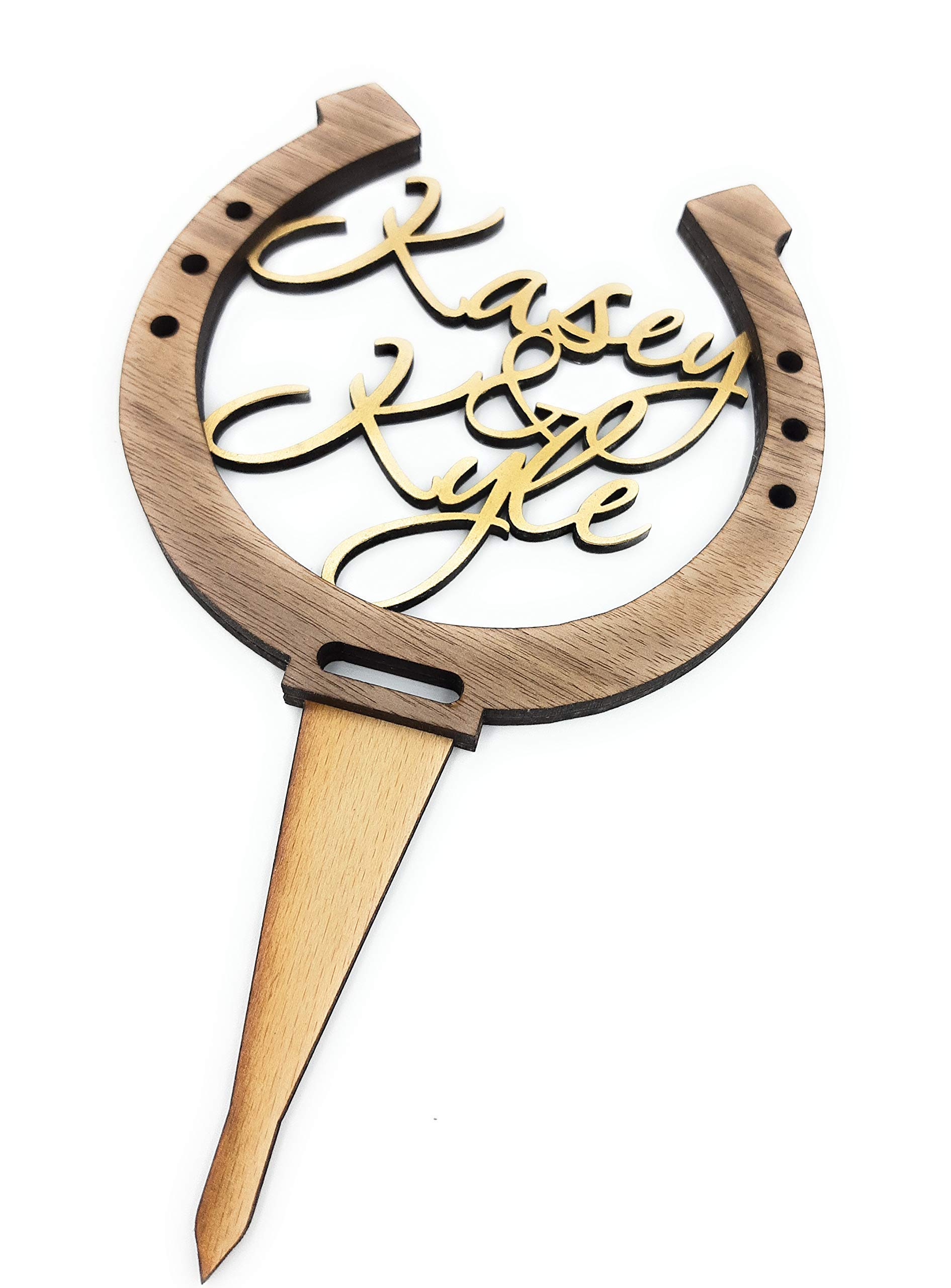 Personalized Horseshoe Cake Topper - Rustic Wooden Wedding Cake Decoration for Country Weddings | Perfect for Wedding Cakes, Anniversary Cakes & Bridal Showers