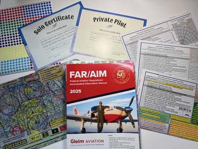 2025 Gleim Pre-Tabbed FAR/AIM Book - Complete Pilot Training Guide with Private Pilot Poster Set & POH Tabs | FAA Regulations, Flight School Essentials for Student Pilots | Perfect for Ground School, Flight Training & Exam Prep
