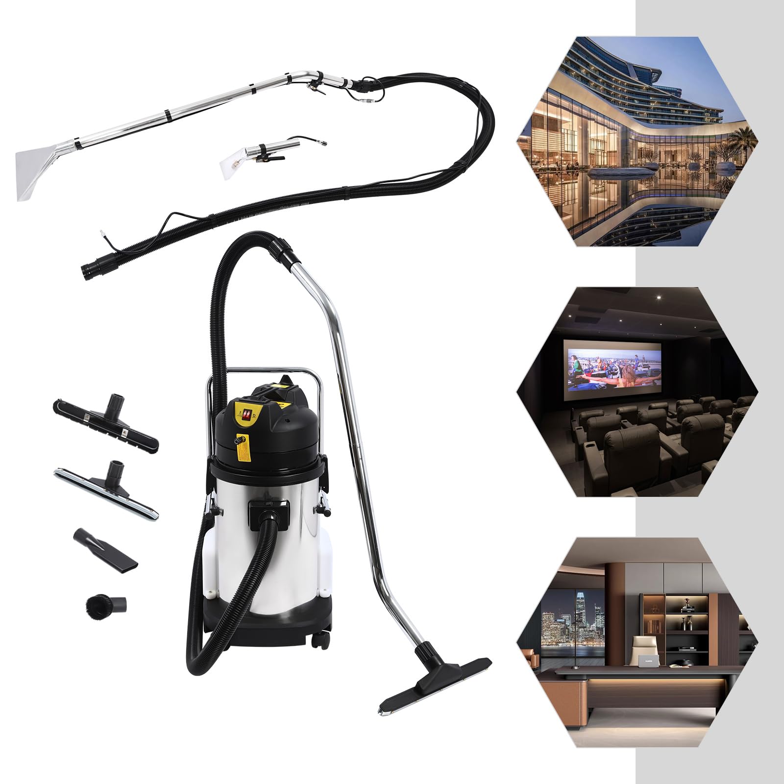 Undercat Commercial Carpet Cleaning Machine - 3-in-1 Portable Carpet Cleaner with 30L/7.93Gal Capacity, Wet Dry Vacuum for Floors, Heavy Duty Dust Extractor - Perfect for Sofa, Curtain & Carpet Cleaning in Homes, Offices & Hotels