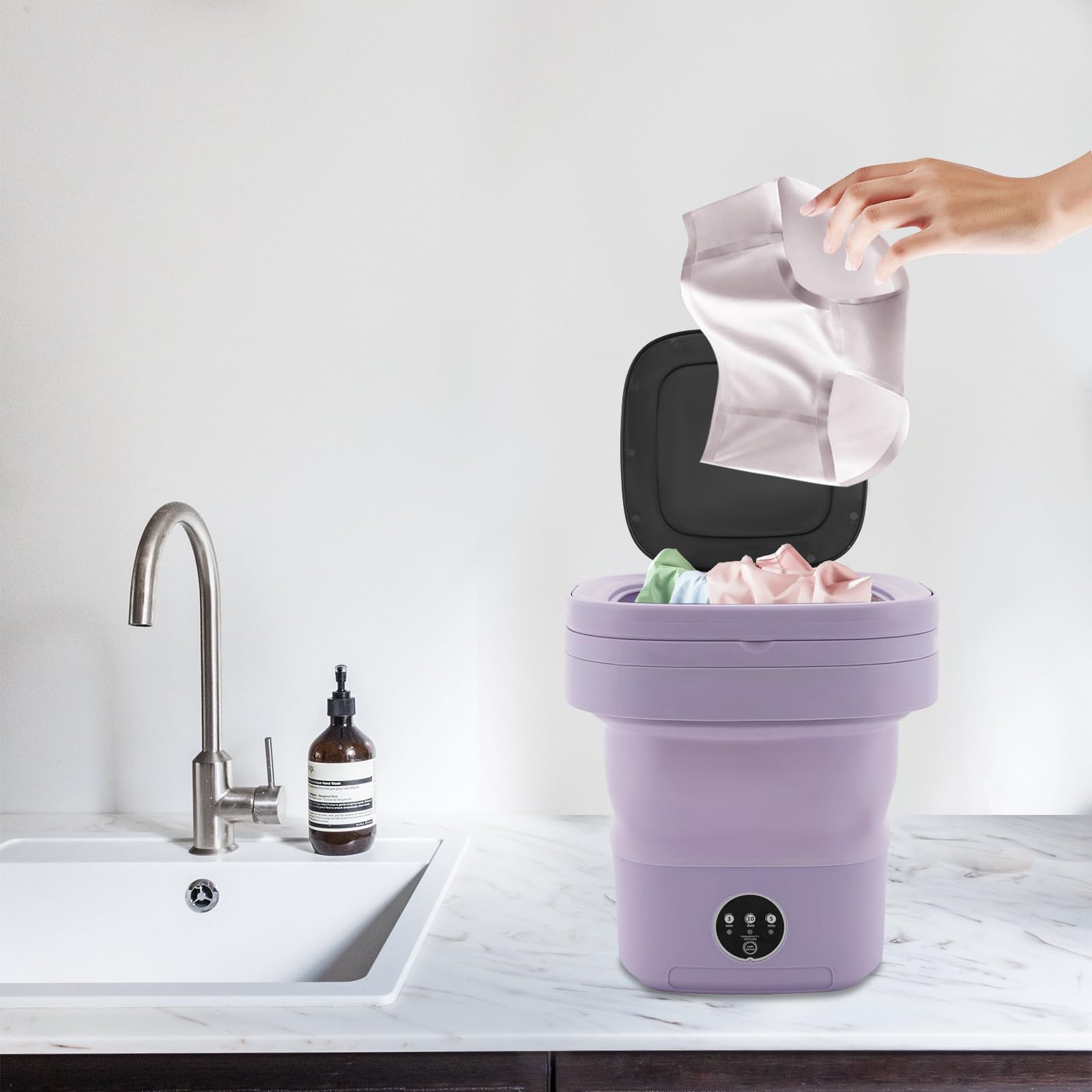 Mini Portable Washing Machine 11L - Compact & Foldable Laundry Washer for Small Spaces - Perfect for Apartments, Dorms, Camping, RV & Travel - Lightweight Clothes Washer for Quick Laundry Anywhere