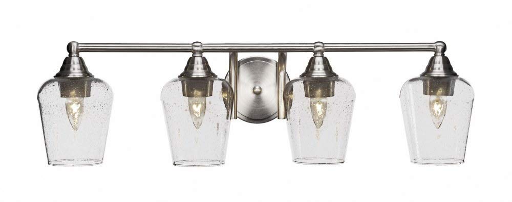 Toltec Lighting Paramount 4-Light Bathroom Vanity Light Bar in Brushed Nickel (3424-BN-210) - Perfect for Bathroom, Powder Room & Dressing Room Lighting