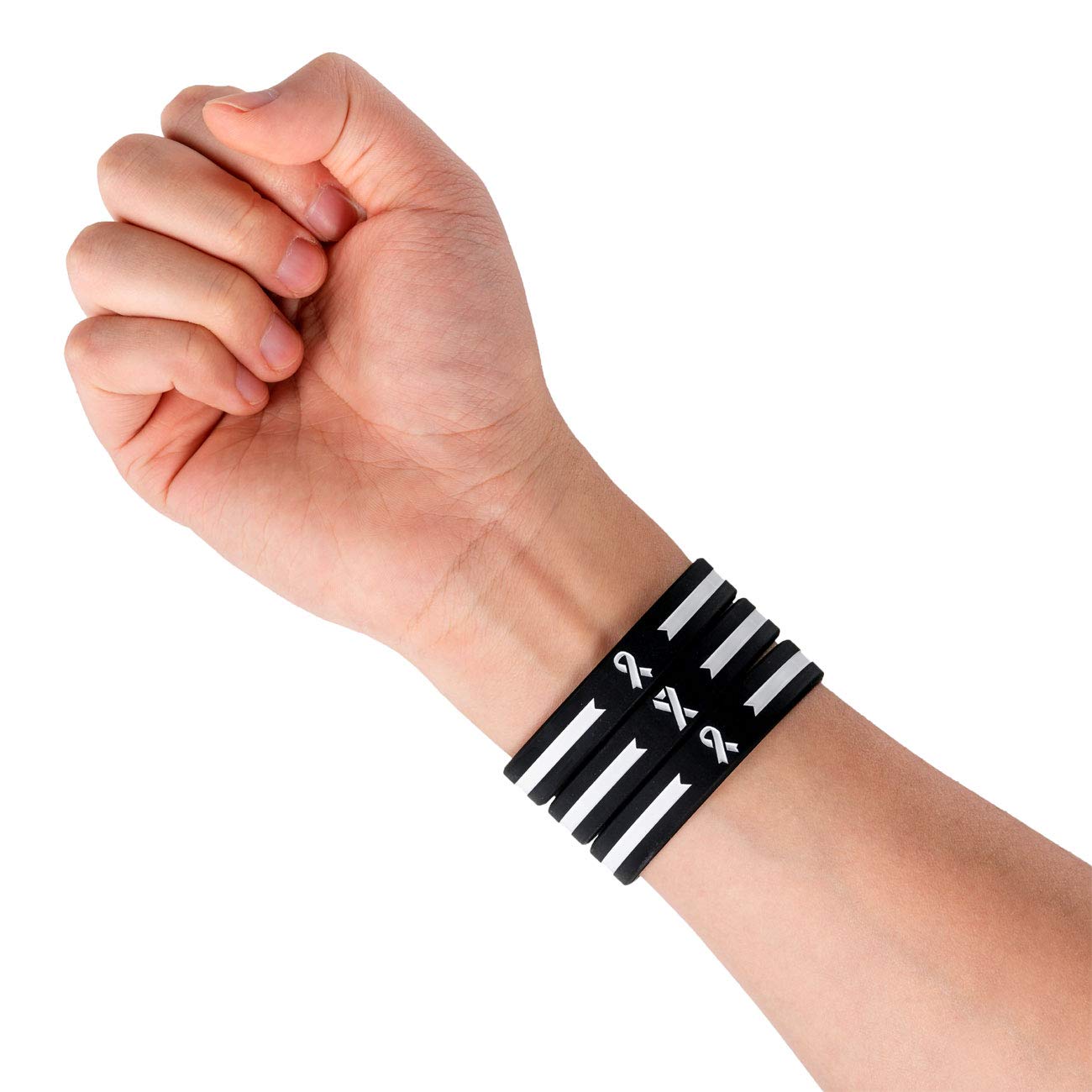 Sainstone White Awareness Ribbon Silicone Bracelets - Mental Health Support Wristbands for Men & Women - Unisex Rubber Charity Wristbands for Anxiety, Depression & Suicide Prevention Awareness - Perfect for Fundraisers, Events & Daily Wear