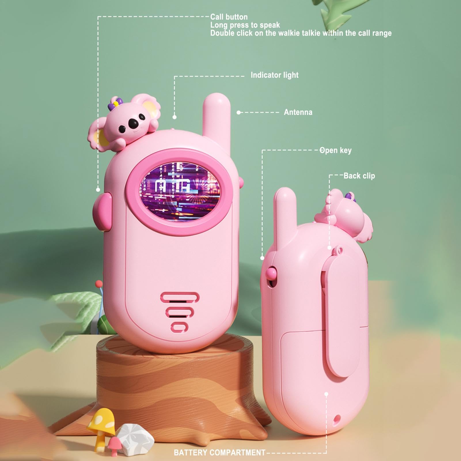 Wscwl Kids Walkie Talkie Toy - Adorable Cartoon Koala Design, 2-Way Radio, Portable & Durable - Perfect for Outdoor Play, Camping, and Family Adventures