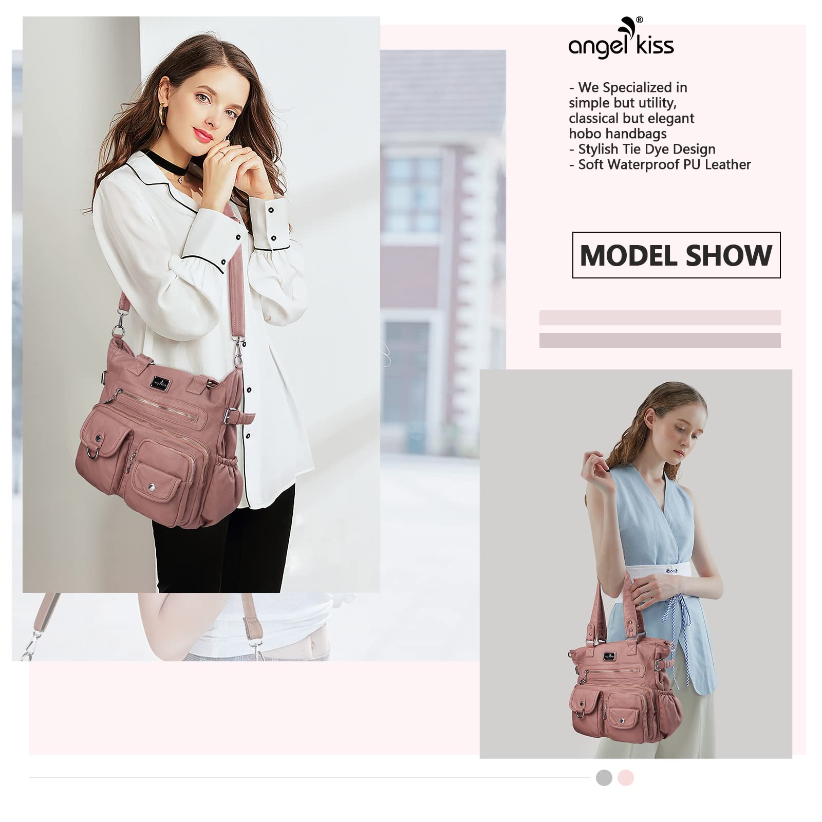 Angelkiss Women's PU Tote Shoulder Bag with Pockets - Stylish for Work & Travel