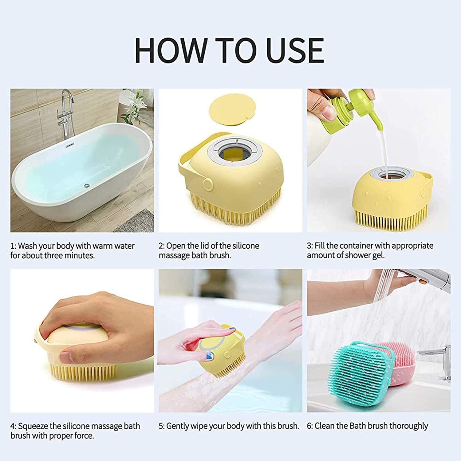 Silicone Body Brush with Shampoo Dispenser - Soft Massage for Shower & Bath