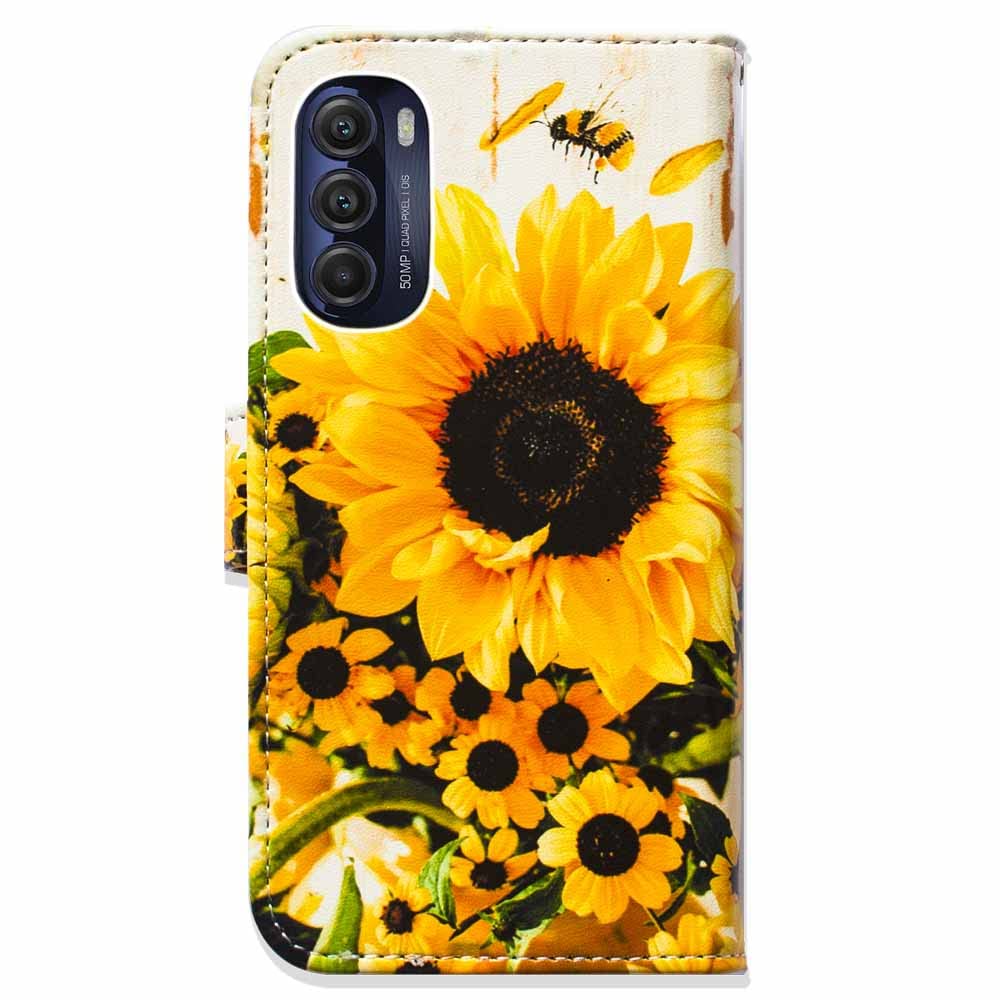 **Sunflower Bee Flip Wallet Case for Moto G Stylus 5G 2022 – Card Slot Holder & Kickstand – Perfect for Work, Travel, and Everyday Protection**
