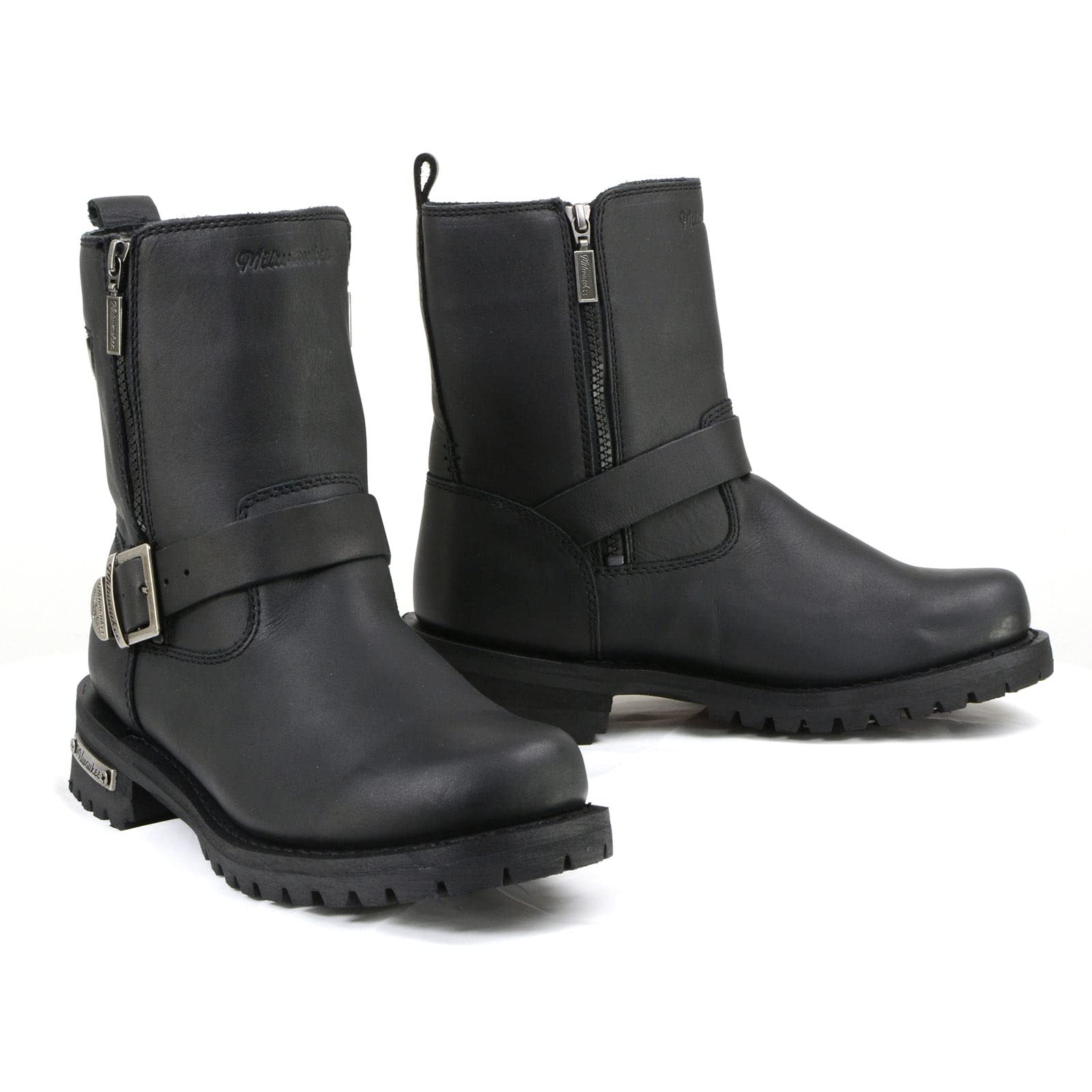 Milwaukee Motorcycle Afterburner Leather Boots for Men - Black | Durable Riding Footwear for Cruiser & Touring Bikes | Waterproof Motorcycle Gear for Long Distance Travel & Daily Commute