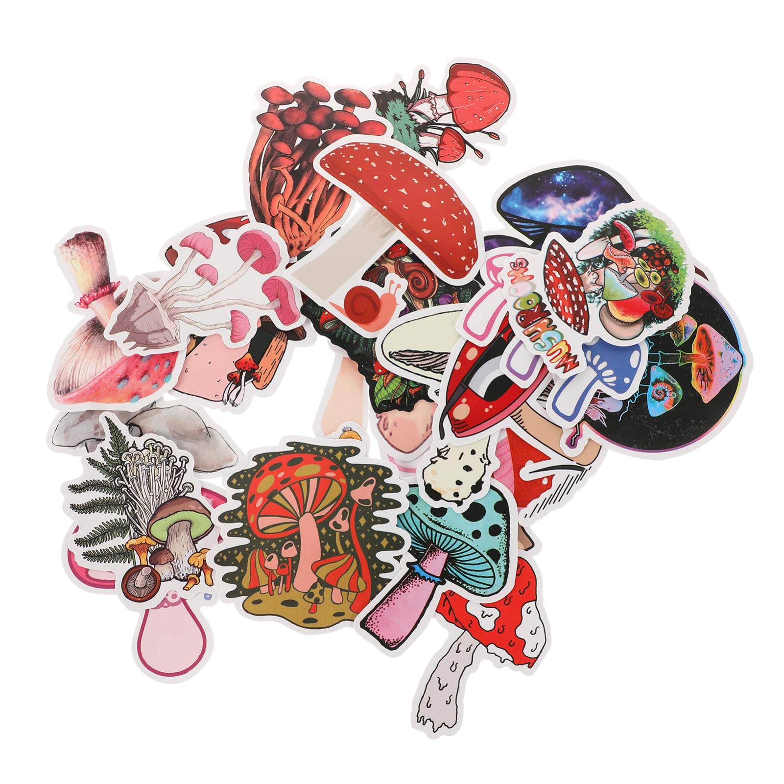MILISTEN 100Pcs Waterproof Mushroom Stickers - Decorative Vinyl Stickers for Laptop, Skateboard, Water Bottle, Phone, Guitar - Fun Decals for Kids & Adults - Perfect for DIY Crafts, Scrapbooking & Personalizing Accessories