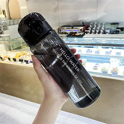 780ml Sports Water Bottle with Straw - BPA-Free Plastic Portable Water Bottle for Gym, Hiking, Cycling & Camping - Leakproof & Durable Outdoor Drinkware (Black)