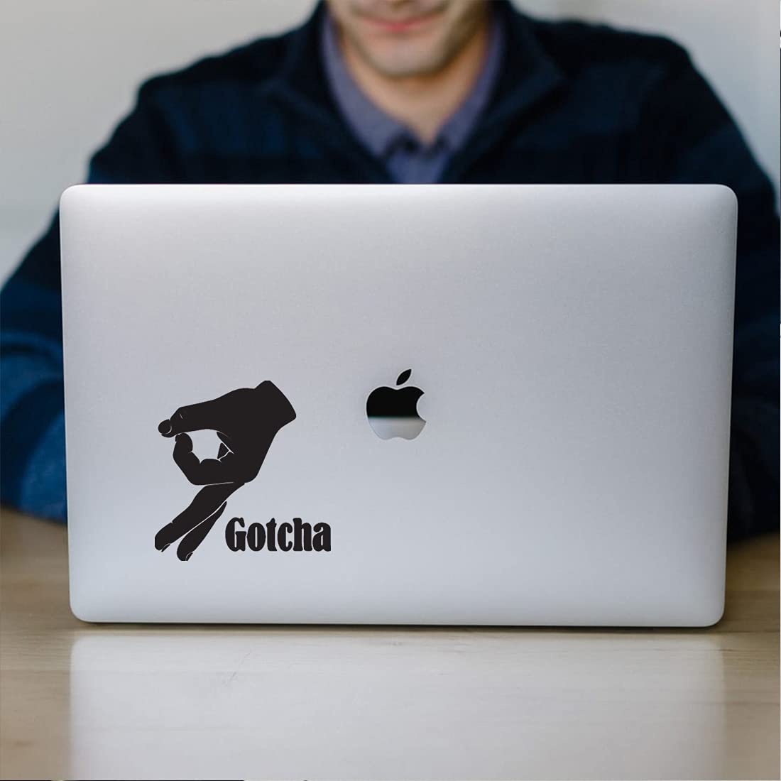 Symbol Gotcha Hand (Black) - Set of 2 Premium Waterproof Vinyl Decal Stickers for Laptop, Phone, Helmet, Car Window, Bumper, Mug, Cup, Door & Wall Decor - Perfect for DIY Projects, Personalizing Gadgets, and Home/Office Decoration