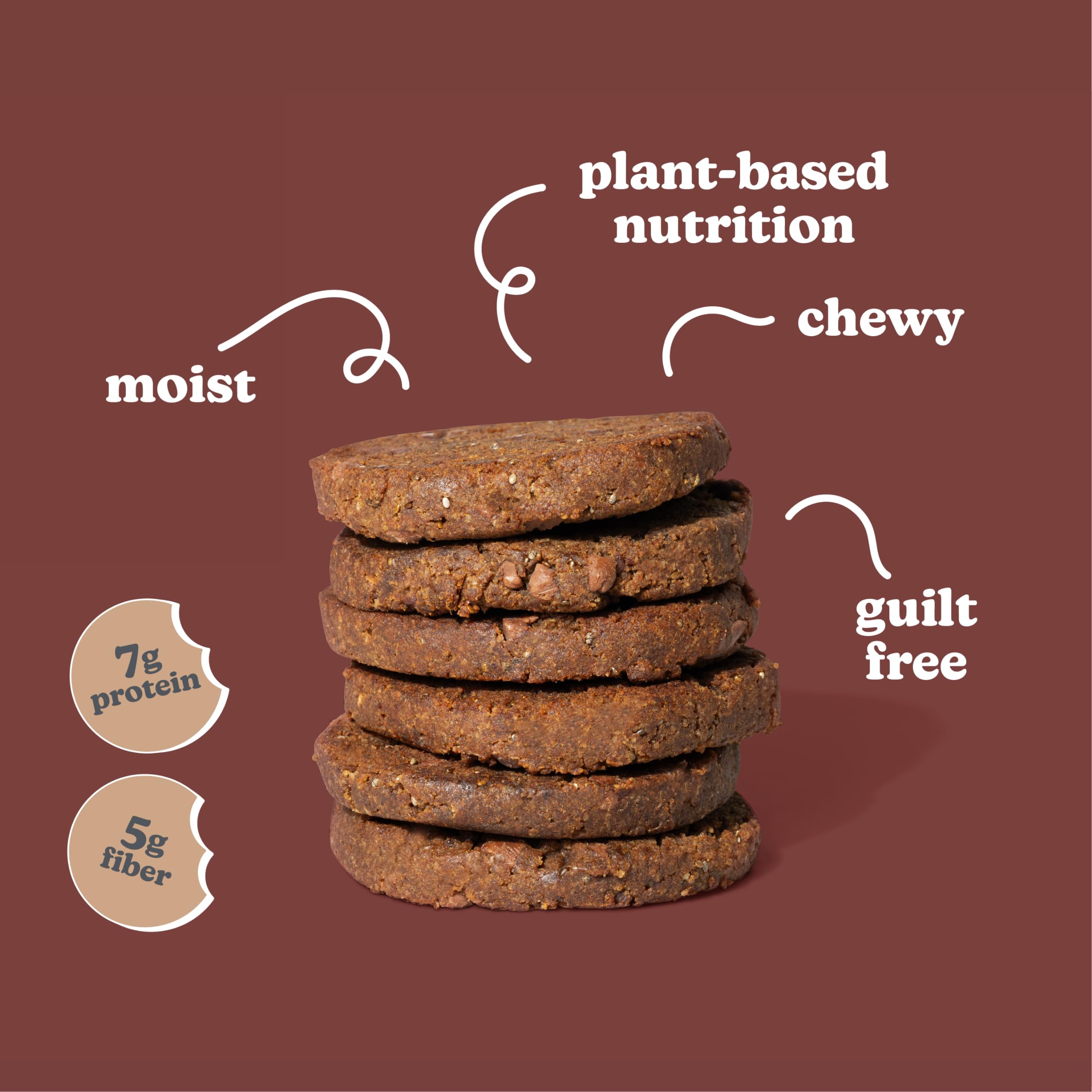 Love + Chew Gluten-Free Vegan Mocha Chip Cookies - High Protein Almond Snacks, Paleo & Non-GMO - Individually Wrapped, Soft Baked (2oz Each, 60 Count Bulk Box) - Perfect for Office Snacks, School Lunches & Healthy On-the-Go Treats