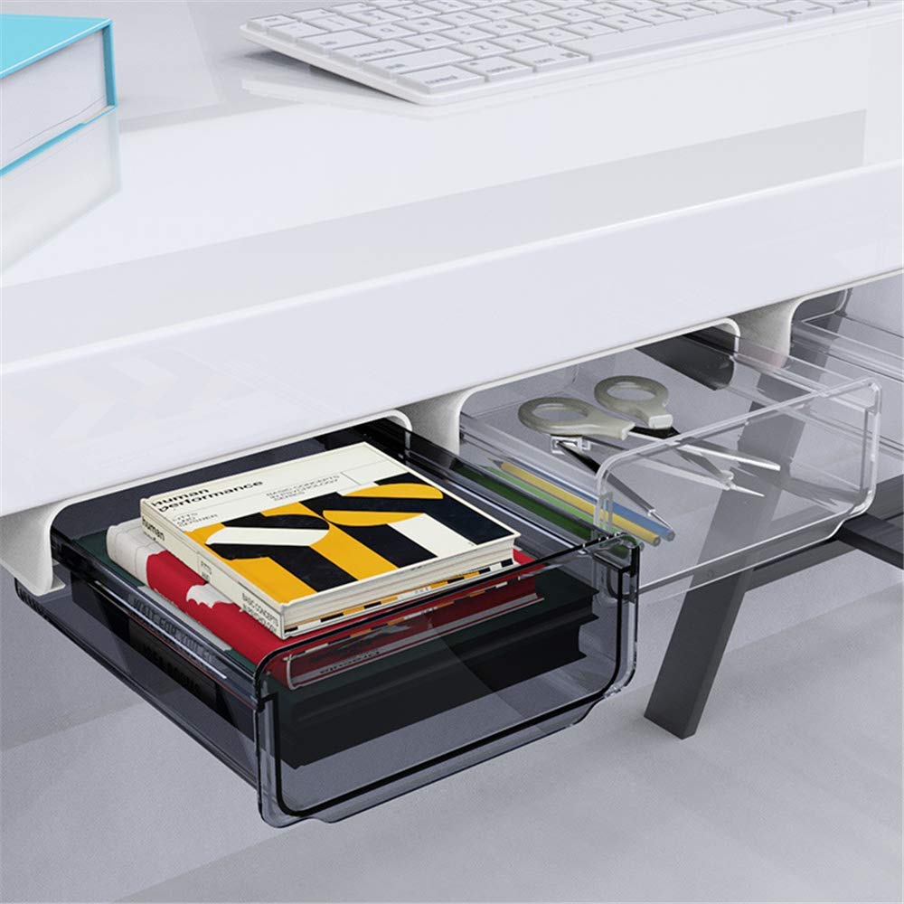 Lavandi Desk Drawer Organizer - Self-Adhesive Hidden Storage Box for Pencils, Pens & Office Supplies | Perfect for Home Office, Study Desk & Workspace Organization (Black)