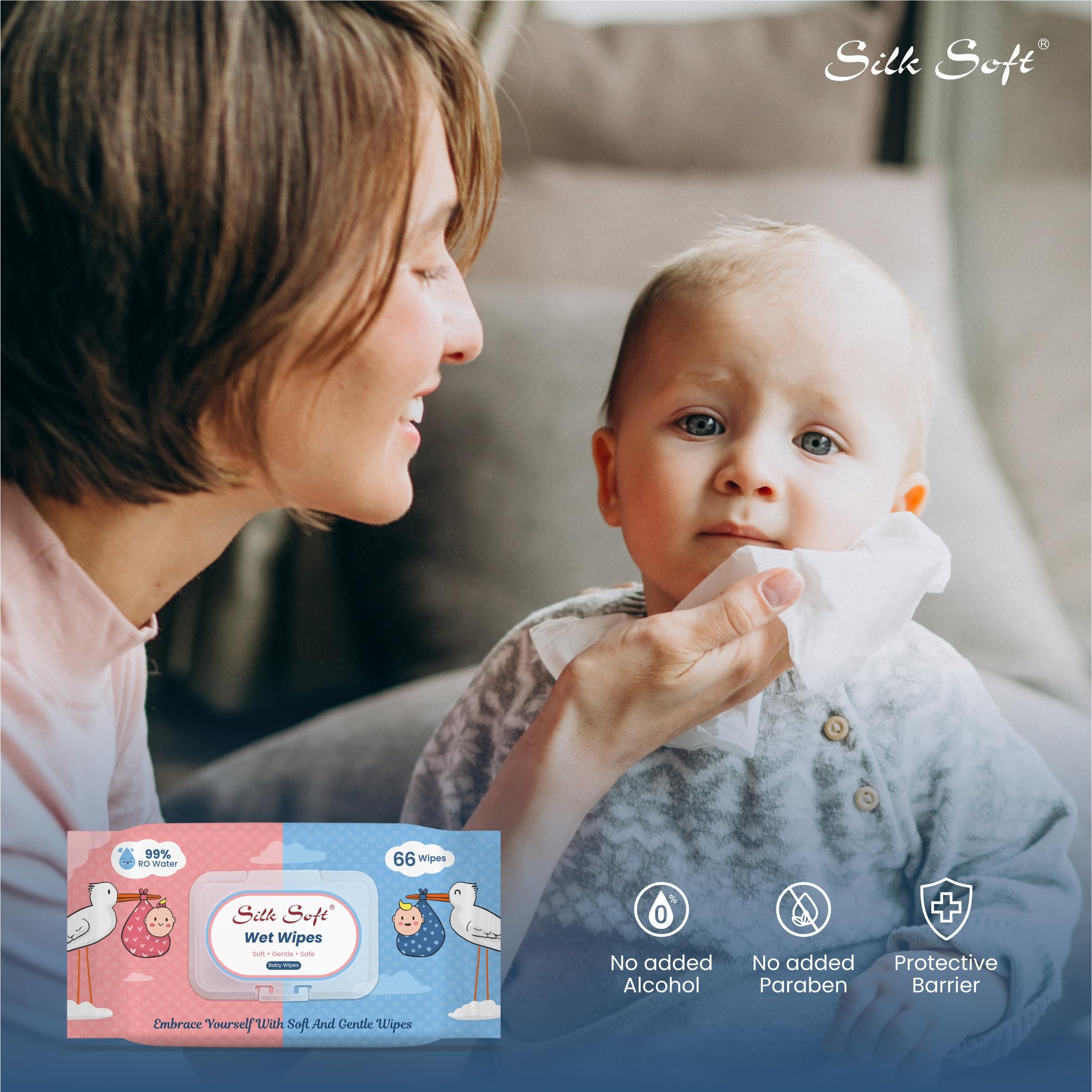 Premium Silk Soft Multipurpose Wet Wipes for Babies & Adults - 3 Packs x 66 Count | Hypoallergenic Disinfectant Cleaning Wipes | Gentle on Skin, Travel Size | Perfect for Diaper Changes, Makeup Removal & On-the-Go Hygiene
