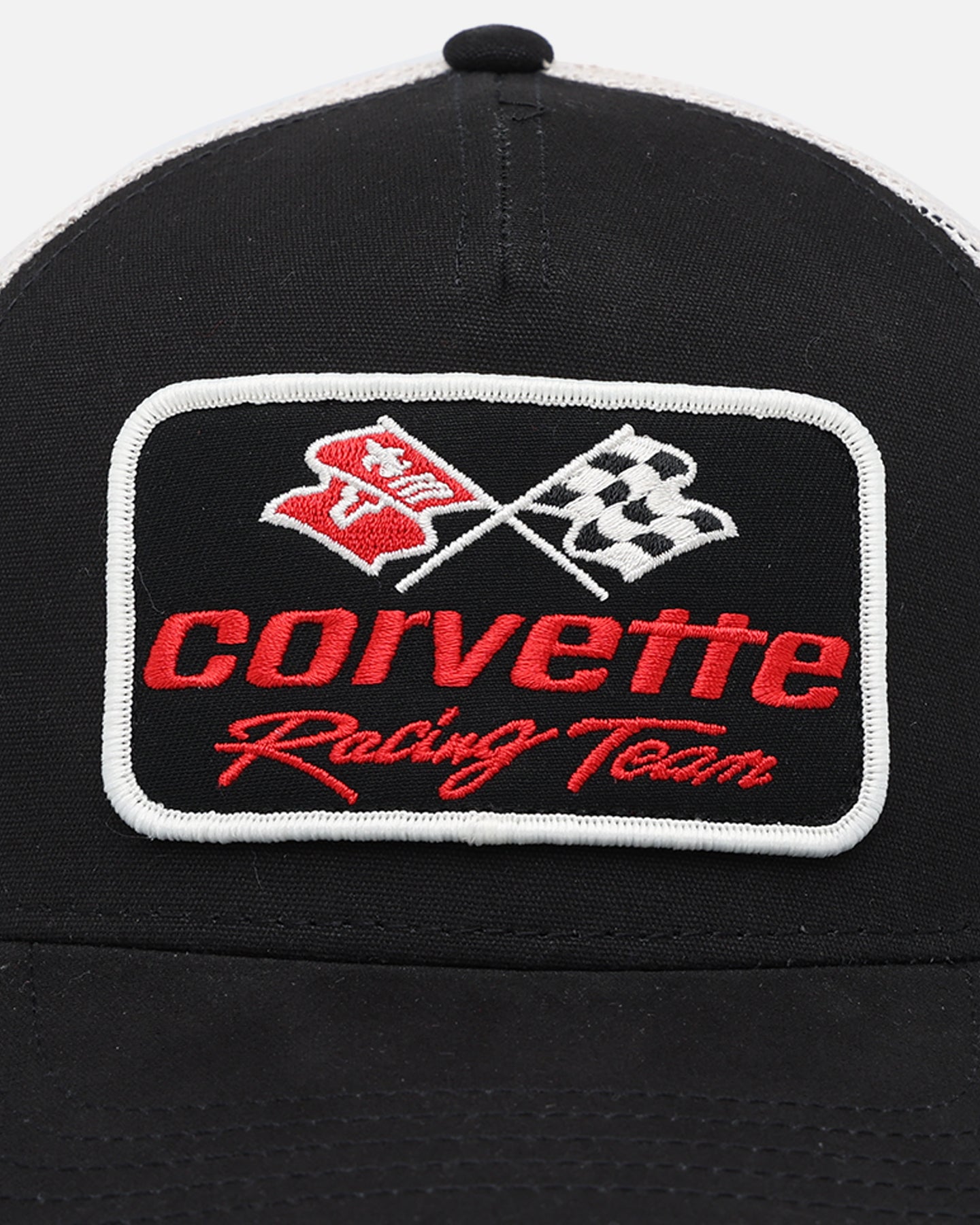 American Needle Twill Valin Patch Trucker Snapback Cap - Ivory/Black - Perfect for Casual Wear, Sports & Street Fashion