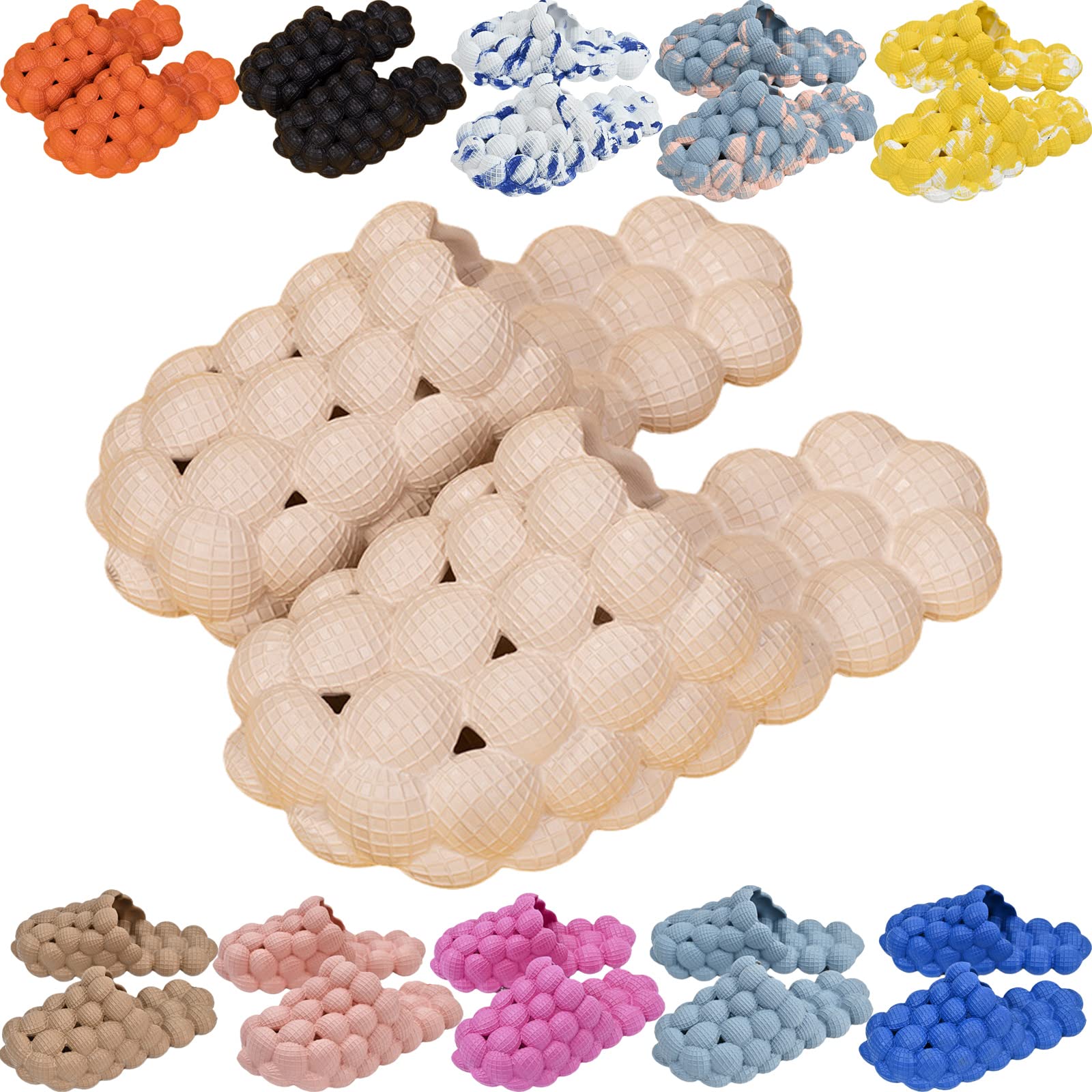 Unisex Lychee Bubble Slides - Massage Cloud Pillow Cushioned Sandals for Men & Women | Non-Slip Spa Shoes for Beach, Shower & Relaxation at Home