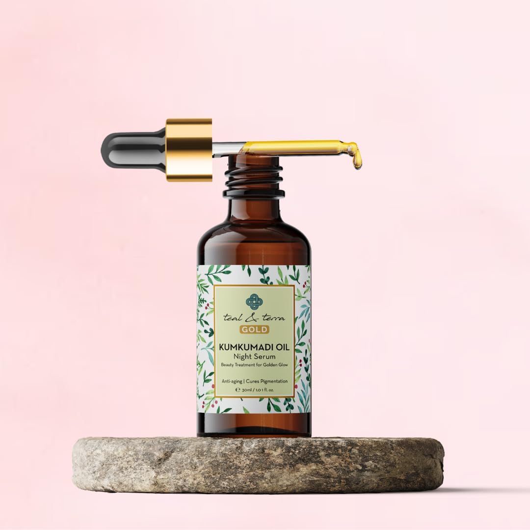 Teal & Terra Skincare Set: Kumkumadi Face Oil (30ml) & Premium Body Oil (200ml) - Brightening Night Serum for Glowing Skin, Reduces Pigmentation & Dark Spots | Anti-Aging Treatment for Healthy Complexion | Perfect for Nighttime Routine & Spa Days