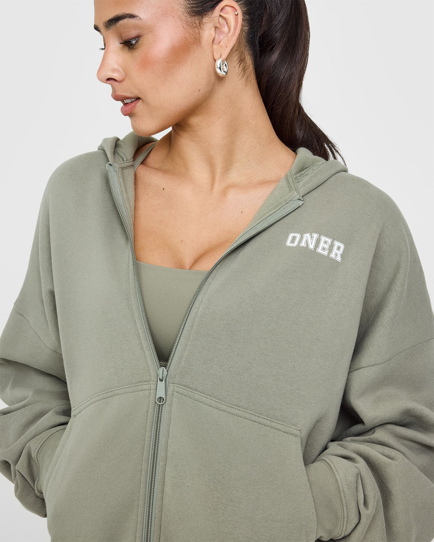 Soft Sage Green Mid-Weight Zip-Up Hoodie for Men & Women - Cozy Fleece Pullover for Casual Wear, Gym, and Outdoor Activities