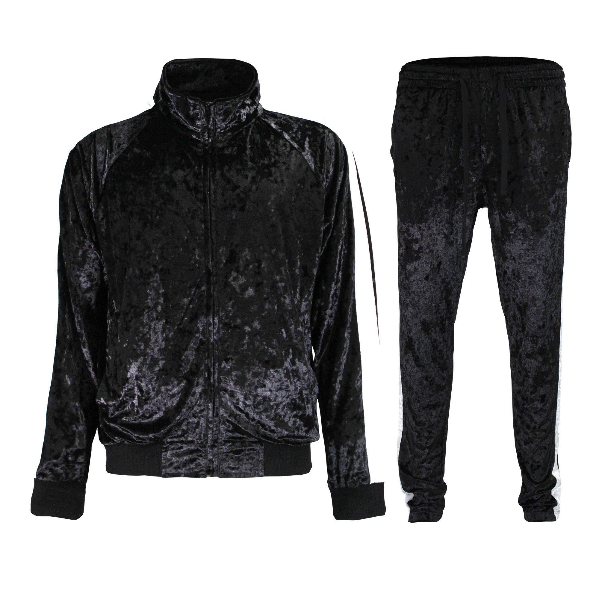 Premium G-Style USA Men's Velour Tracksuit Set - Soft Velvet Jogger & Hoodie Outfit for Gym, Lounge & Streetwear | Comfortable Casual Wear for Workout, Travel & Home Relaxation