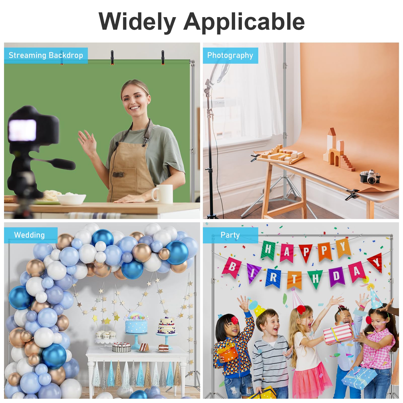 Gltire 10x9.2ft Heavy Duty Stainless Steel Photo Backdrop Stand Kit - Adjustable Background Support for Studio Photography, Wedding Decor, Photobooth & Party Events - Perfect for Professional Shoots, Birthday Parties & Social Media Content Creation
