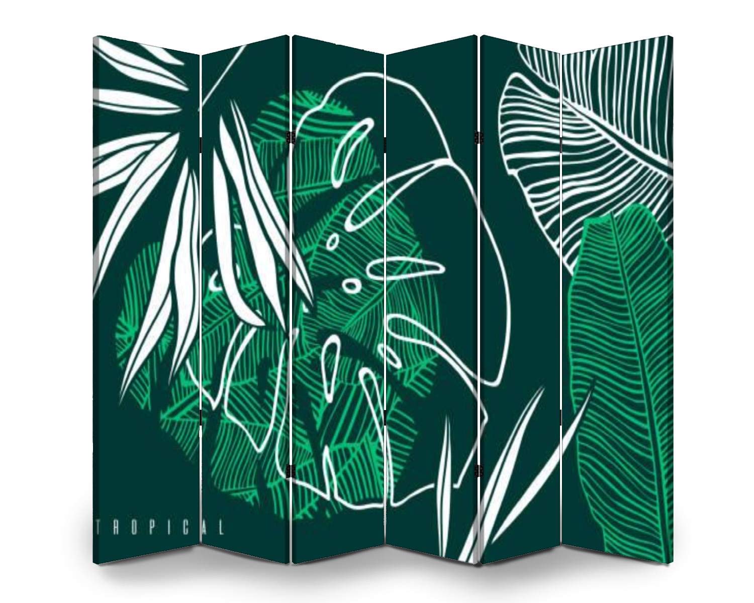6-Panel Folding Room Divider Screen - Tropical Palm Leaf & Monstera Design for Indoor/Outdoor Privacy | Freestanding Partition for Home, Office, Dorm, Event Space | Easy Setup Protective Wall Separator