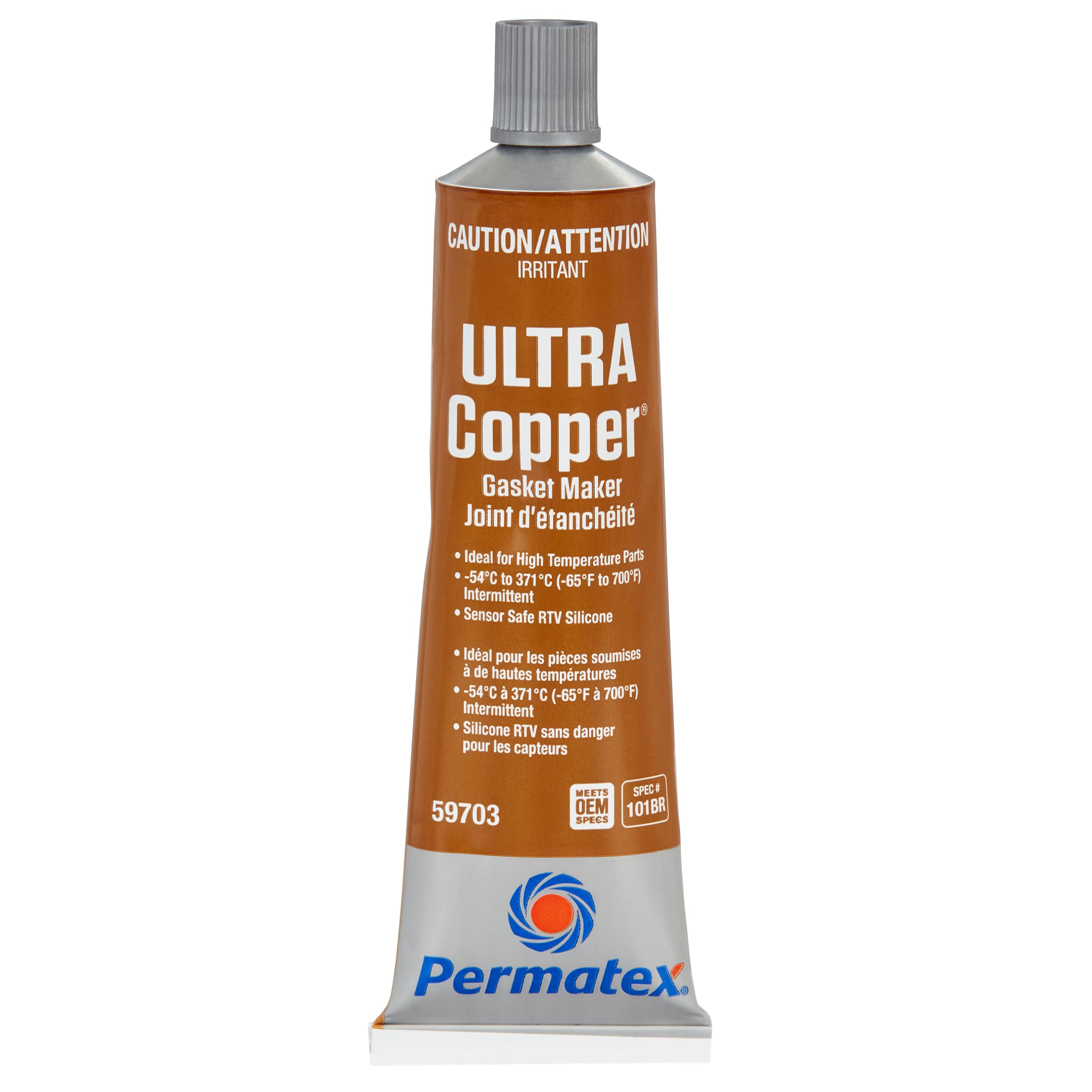 PERMATEX Ultra Copper High-Temperature RTV Silicone Gasket Maker Sealant - 500°F, Oil & Coolant Resistant - Ideal for Automotive, Marine & Industrial Engine Gaskets