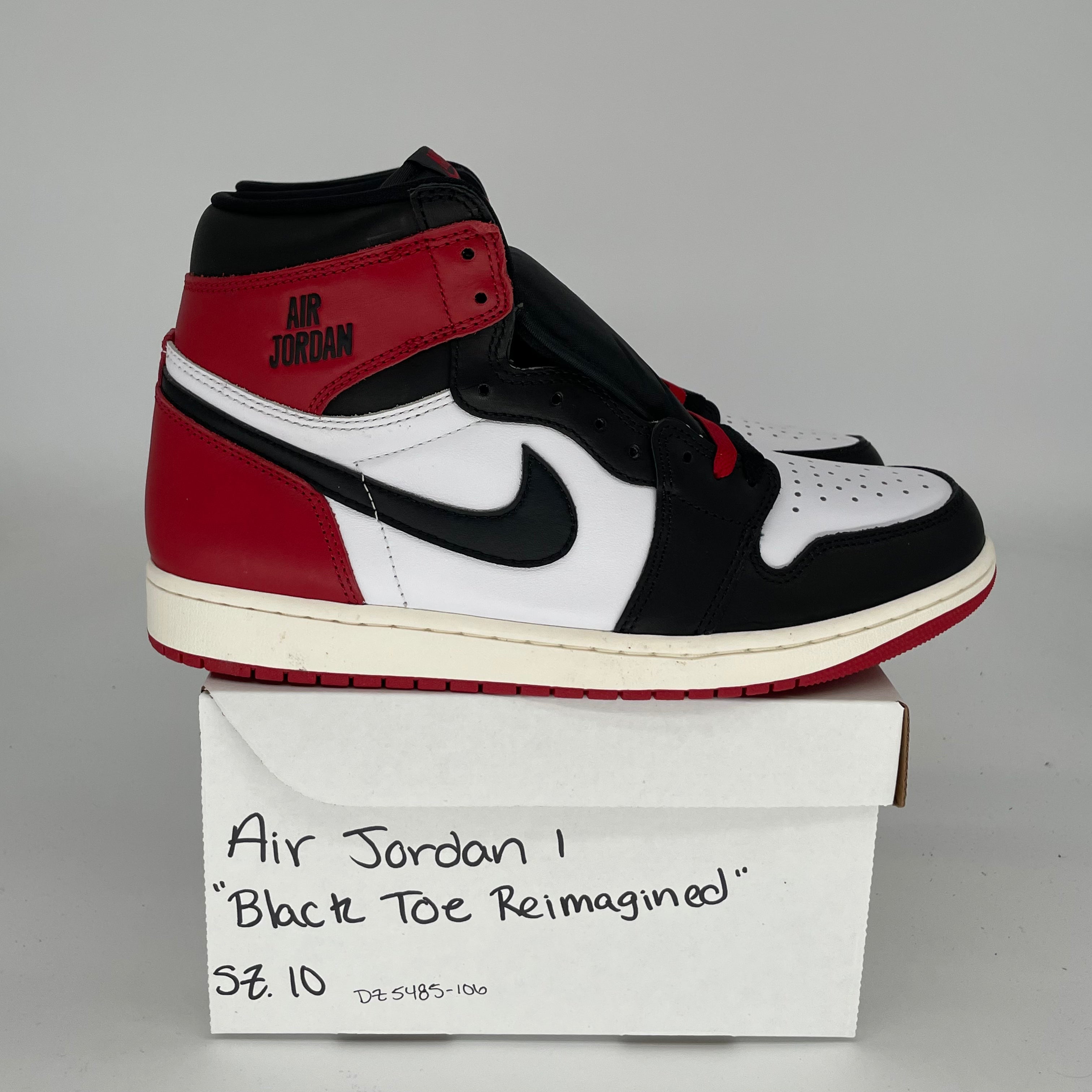 Air Jordan 1 Black Toe Reimagined - Men's Size 10 Sneakers (DZ5485-106) | Retro Basketball Shoes for Streetwear & Casual Outfits