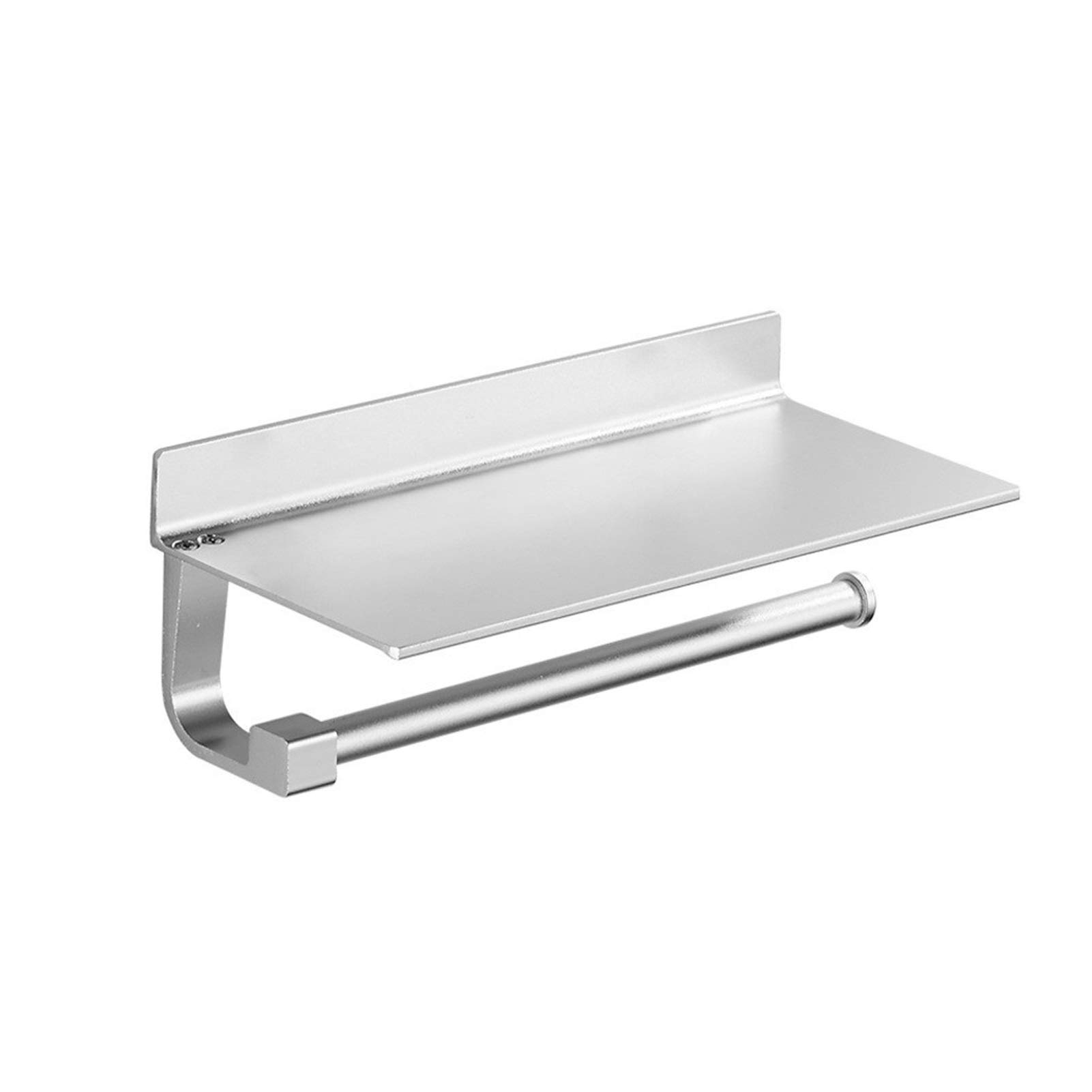 Stainless Steel Wall-Mounted Toilet Paper Holder - No Drill Bathroom Tissue Roll Storage Shelf with Stand for Modern Homes, Apartments & RVs - Space Saving Toilet Paper Organizer for Small Bathrooms & Powder Rooms
