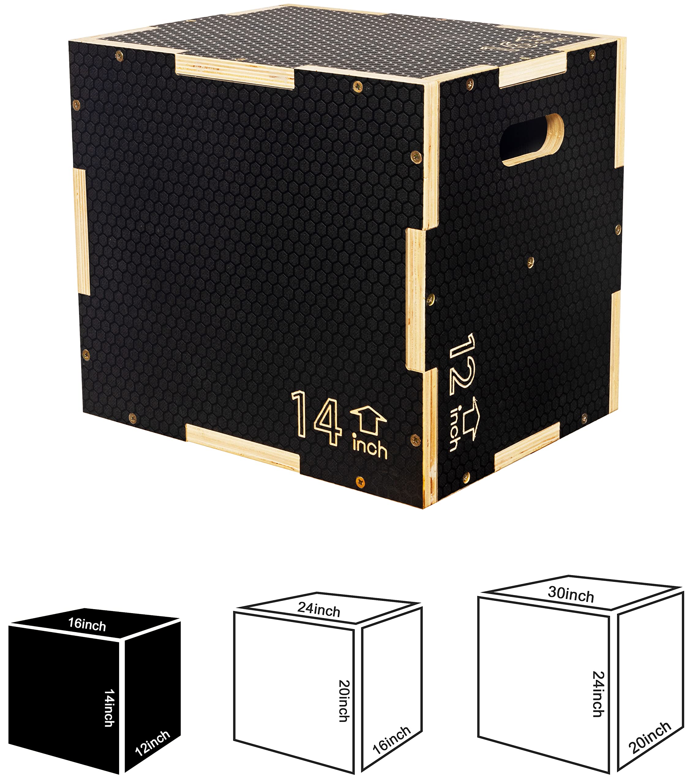 3-in-1 Non-Slip Wooden Plyo Box for CrossFit & Home Gym - Adjustable Height Plyometric Jump Box for Exercise & Training - Perfect for HIIT, Cardio & Strength Workouts