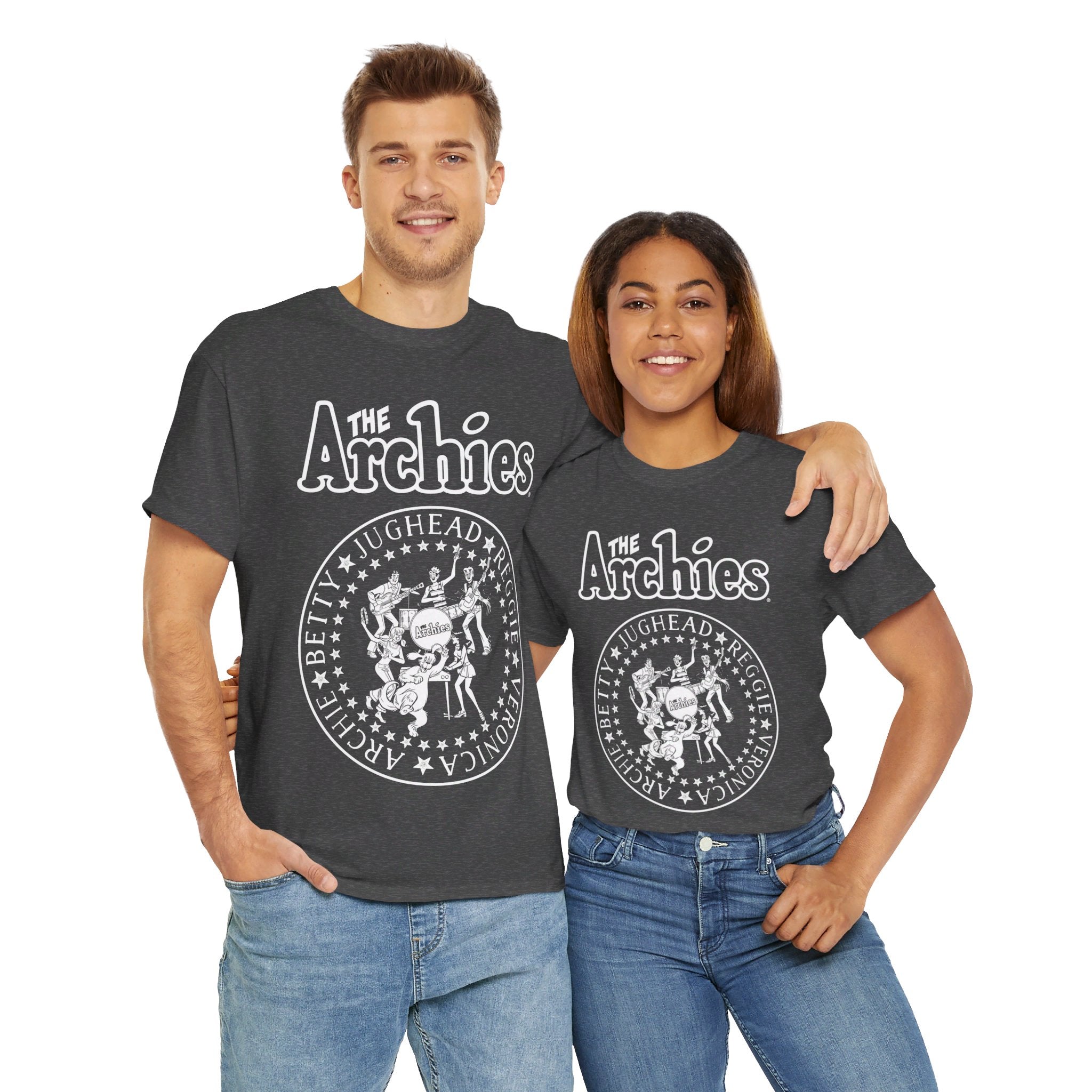 The Archies Graphic T-Shirt - Unisex Heavy Cotton Tee with Archie, Betty, Veronica, Reggie & Jughead | Retro Comic Book Style for Fans & Collectors | Perfect for Casual Wear, Cosplay & Gifts