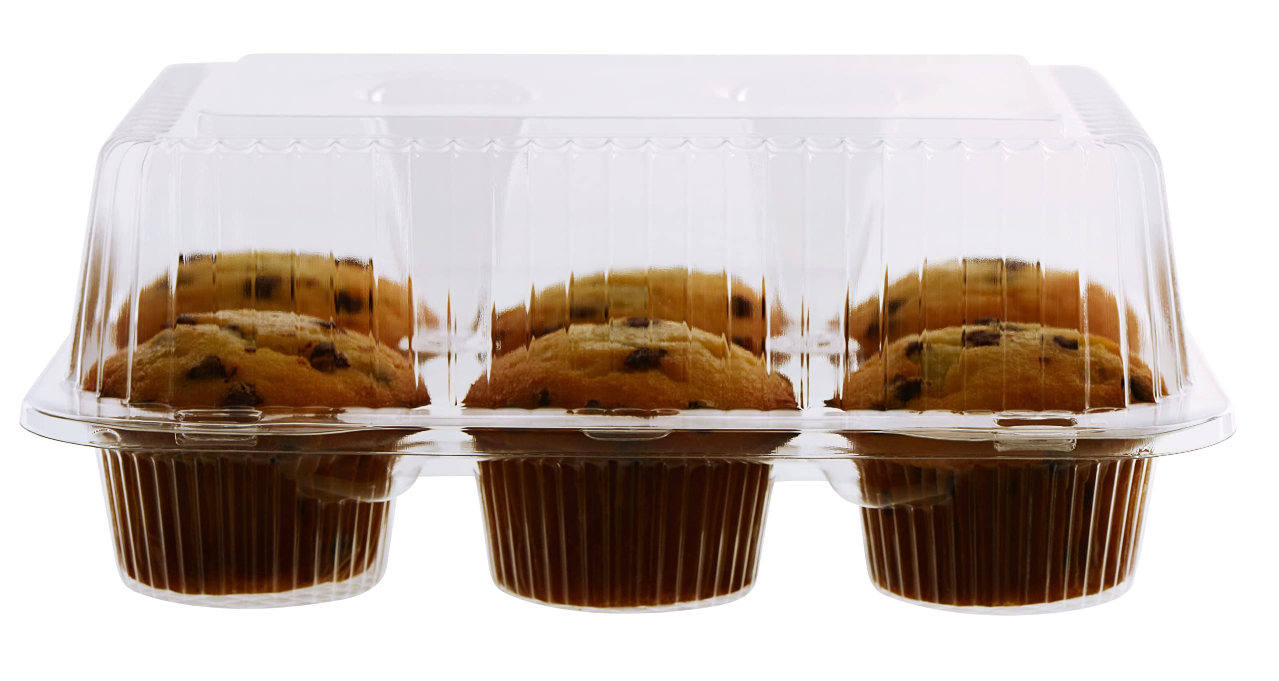 150-Pack Clear Plastic 6-Compartment Muffin Containers | Disposable Cupcake Boxes with Hinged Lid | Durable 6-Cavity Bakery Holders for Wedding, Party & Takeout | Perfect for Cupcake Display, Dessert Storage & Food Transportation