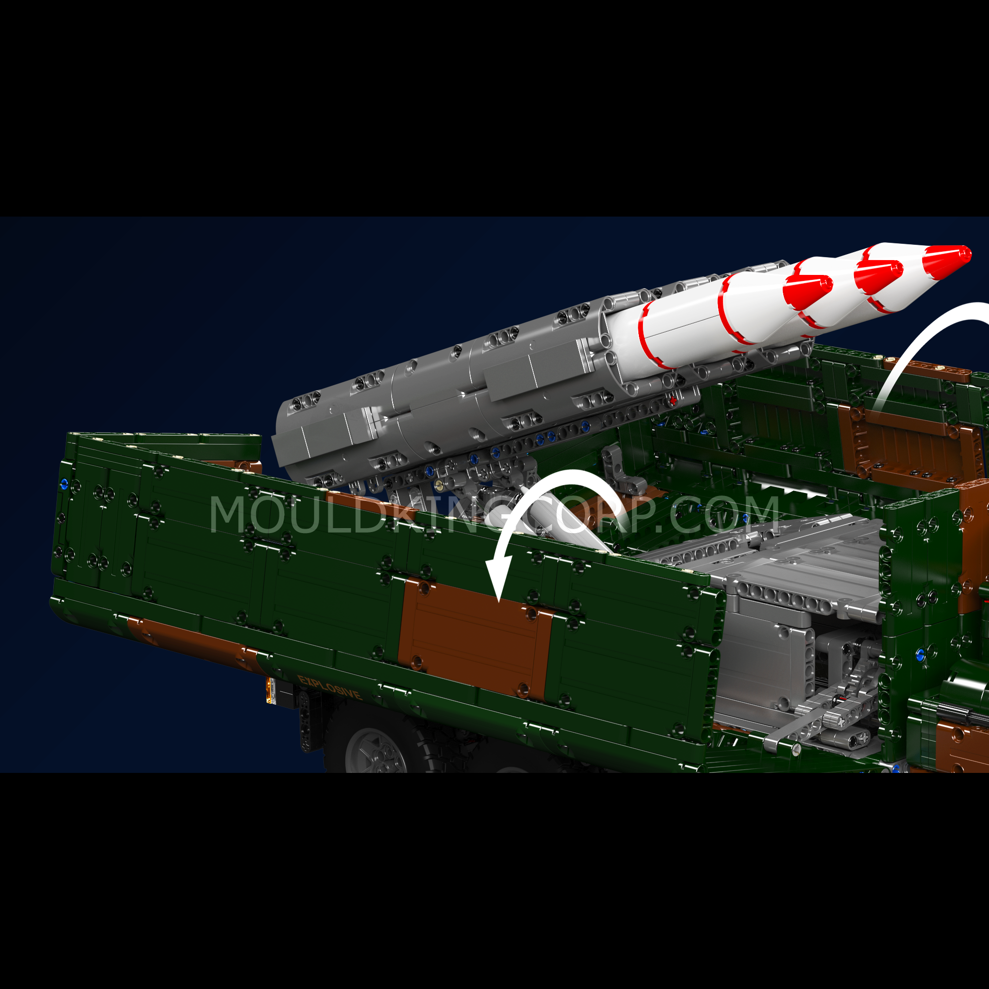 Mould King 20044/20045 8x4 RC Missile Truck Military Building Blocks Set - 3,594 Pieces STEM Toy for Adults & Kids | Remote Control Army Vehicle Model for Collection, Gift & Battle Play
