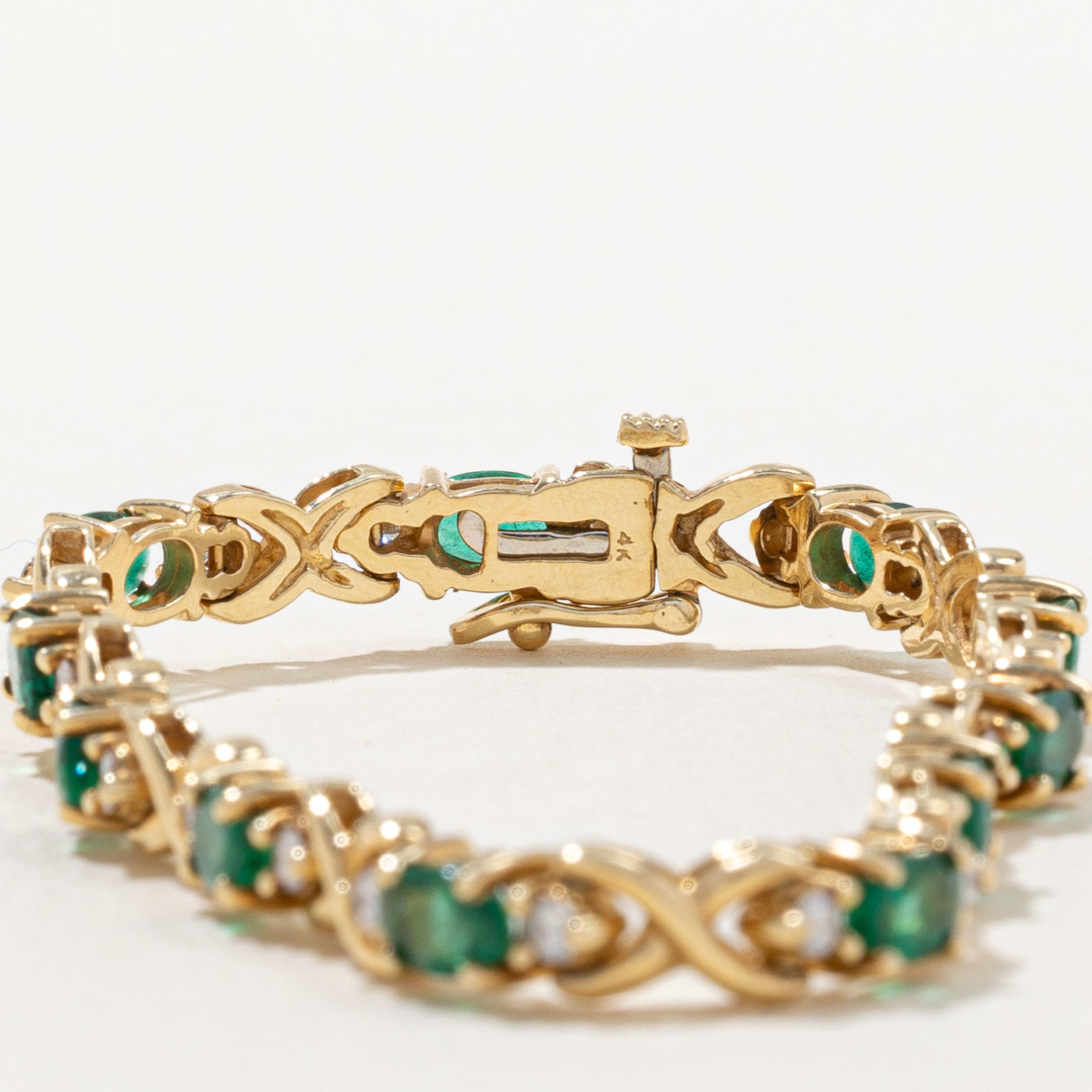 Emerald and Diamond Tennis Bracelet - 4.50ctw Gemstones with 1.05ctw Diamonds - 7 Inch Adjustable Length - Elegant Jewelry for Women - Perfect for Weddings, Parties & Special Occasions