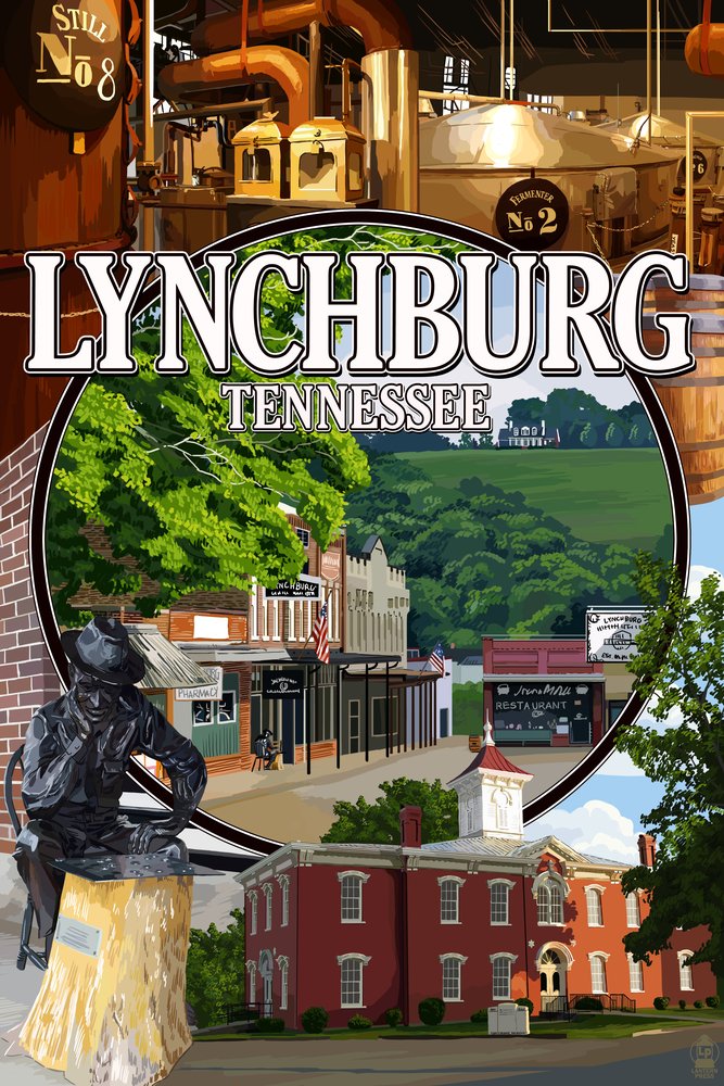 Lynchburg Tennessee Town Scenes Giclee Gallery Print - 16x24 Wall Art Decor, Travel Poster for Home, Office & Gift