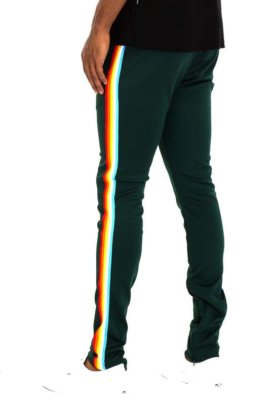 Rainbow Tape Track Pants for Men & Women - Stylish Striped Joggers for Running, Gym & Casual Wear