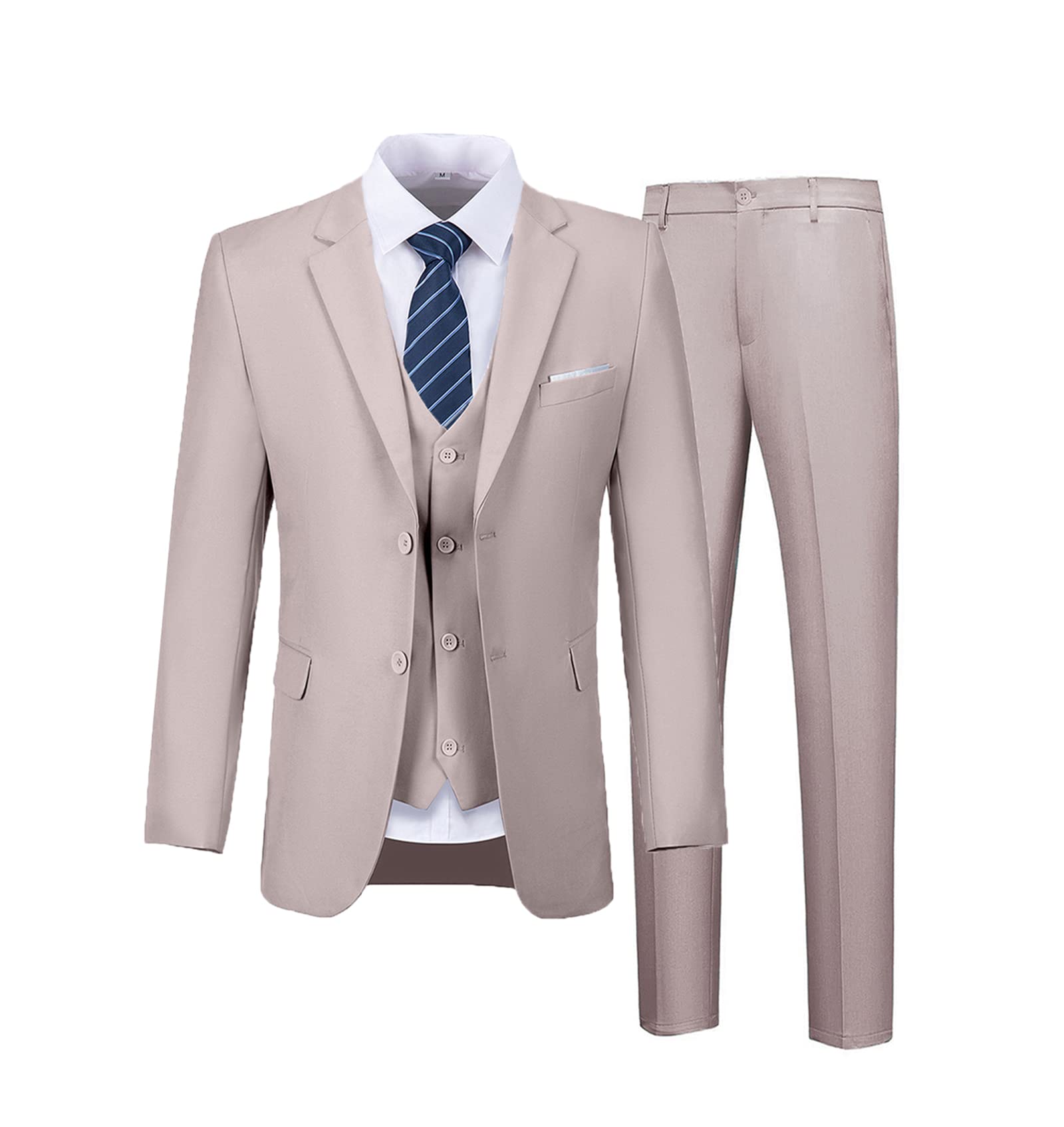 3-Piece Slim Fit Men's Suits for Wedding & Prom | Formal Notched Lapel Tuxedo Set with Jacket, Pants & Vest | Perfect for Groomsmen, Business & Special Occasions