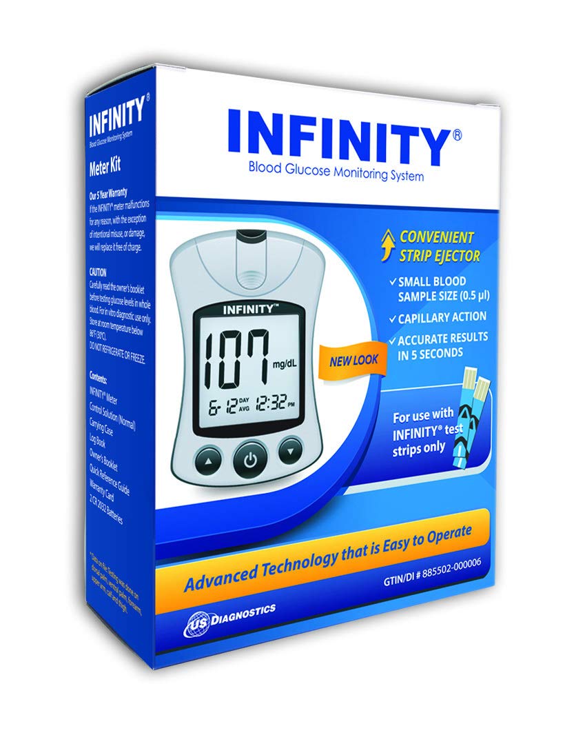 Accurate Infinity Blood Glucose Monitor Kit - Easy to Use Diabetic Testing Strips & Lancing Device for Home Use - Perfect for Diabetes Management & Health Tracking