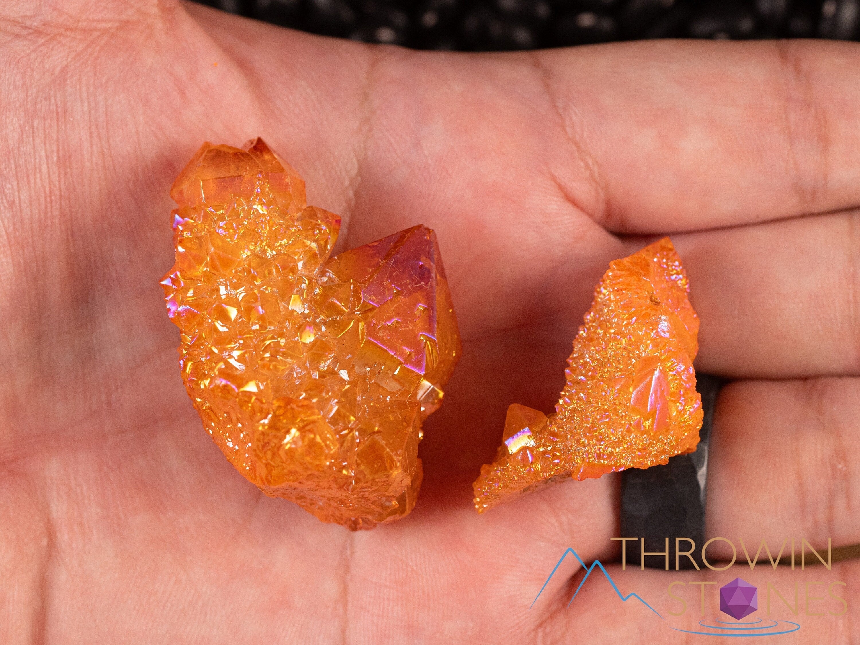 Orange Tangerine Aura Quartz Crystal Cluster - Natural Rainbow Spirit Quartz for Healing, Meditation & Home Decor (E2136) | Perfect for Crystal Grids, Reiki Energy Work & Spiritual Gifts