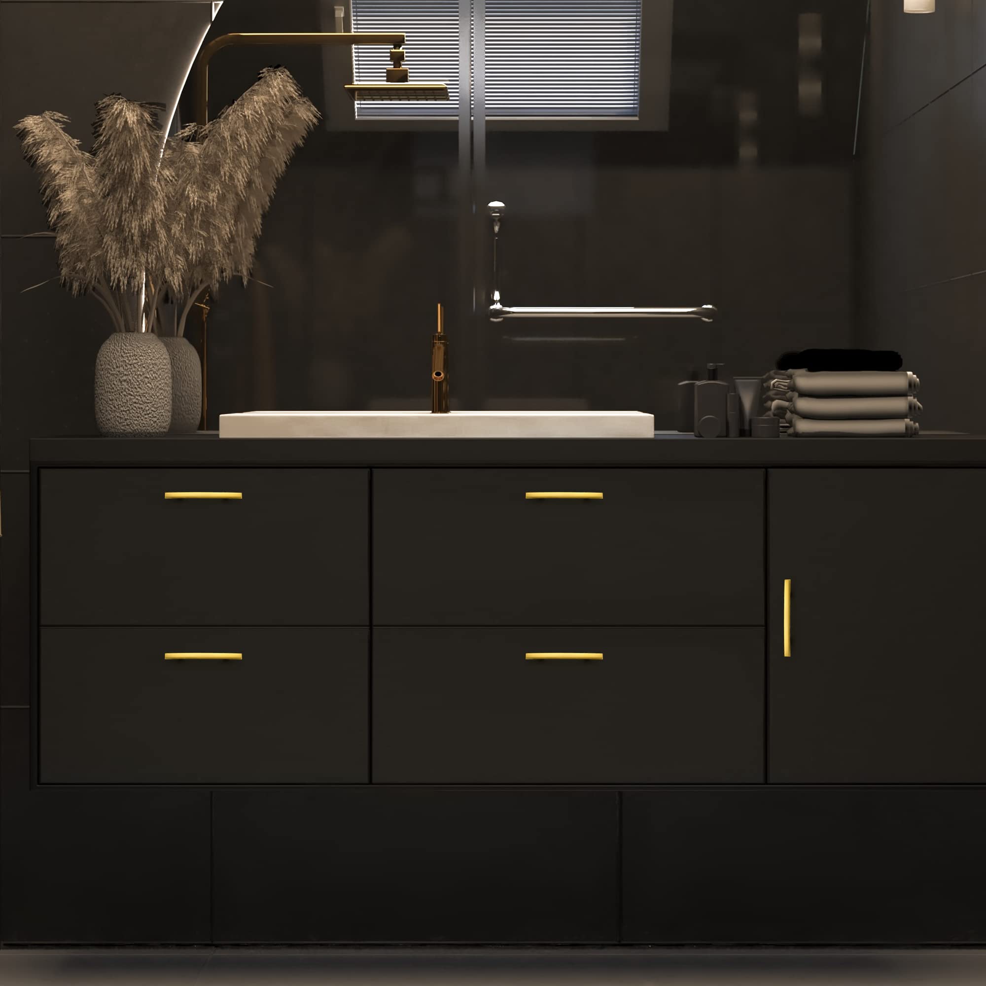 10 Pack 6 Inch Brushed Brass Cabinet Pulls - Zinc Alloy Kitchen Drawer Handles with 3.75