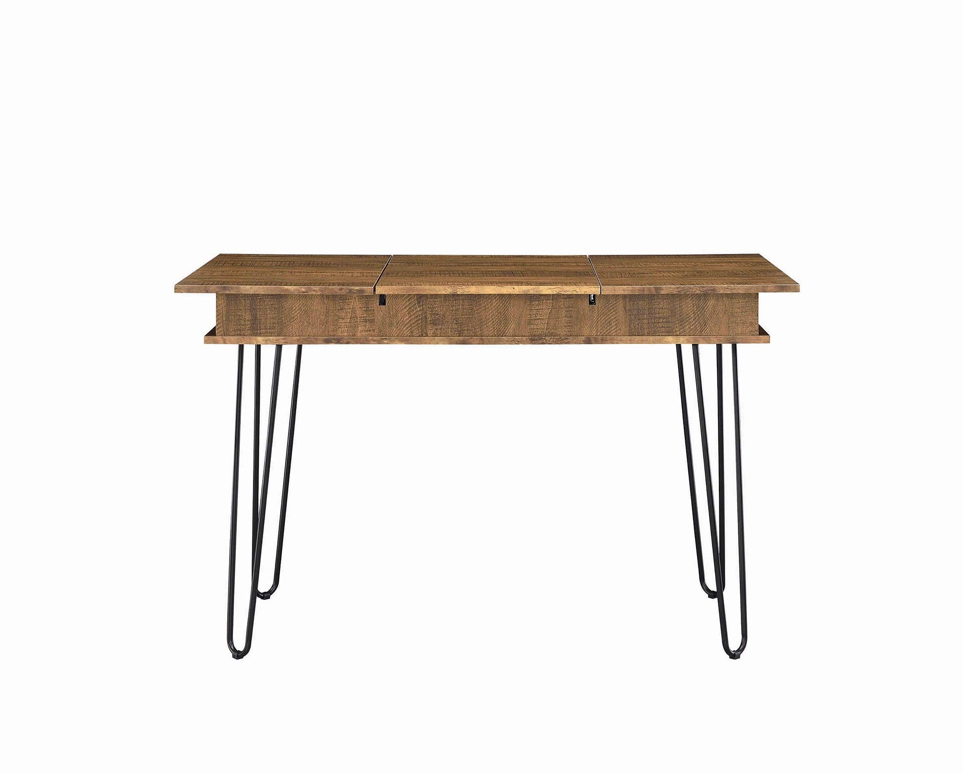Modern Writing Desk with Hidden Storage & USB Port - Brown Wood Home Office Desk for Small Spaces, Study & Work from Home