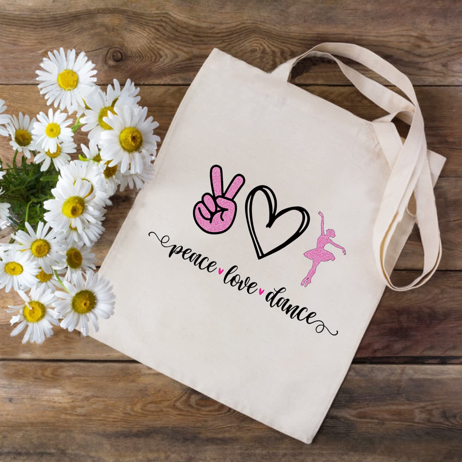 JXGZSO Ballet Dance Tote Bag - Peace Love Dance Shoulder Bag Organizer for Dancers, Teachers & Coaches - Perfect for Dance Classes, Rehearsals & Gifts