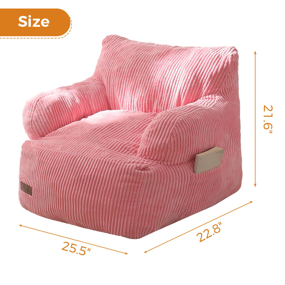 MAXYOYO Kids Bean Bag Chair - Soft & Comfortable Toddler Bean Bag Sofa with Filler for Boys & Girls (Pink) - Perfect for Reading Nook, Playroom & Bedroom Relaxation