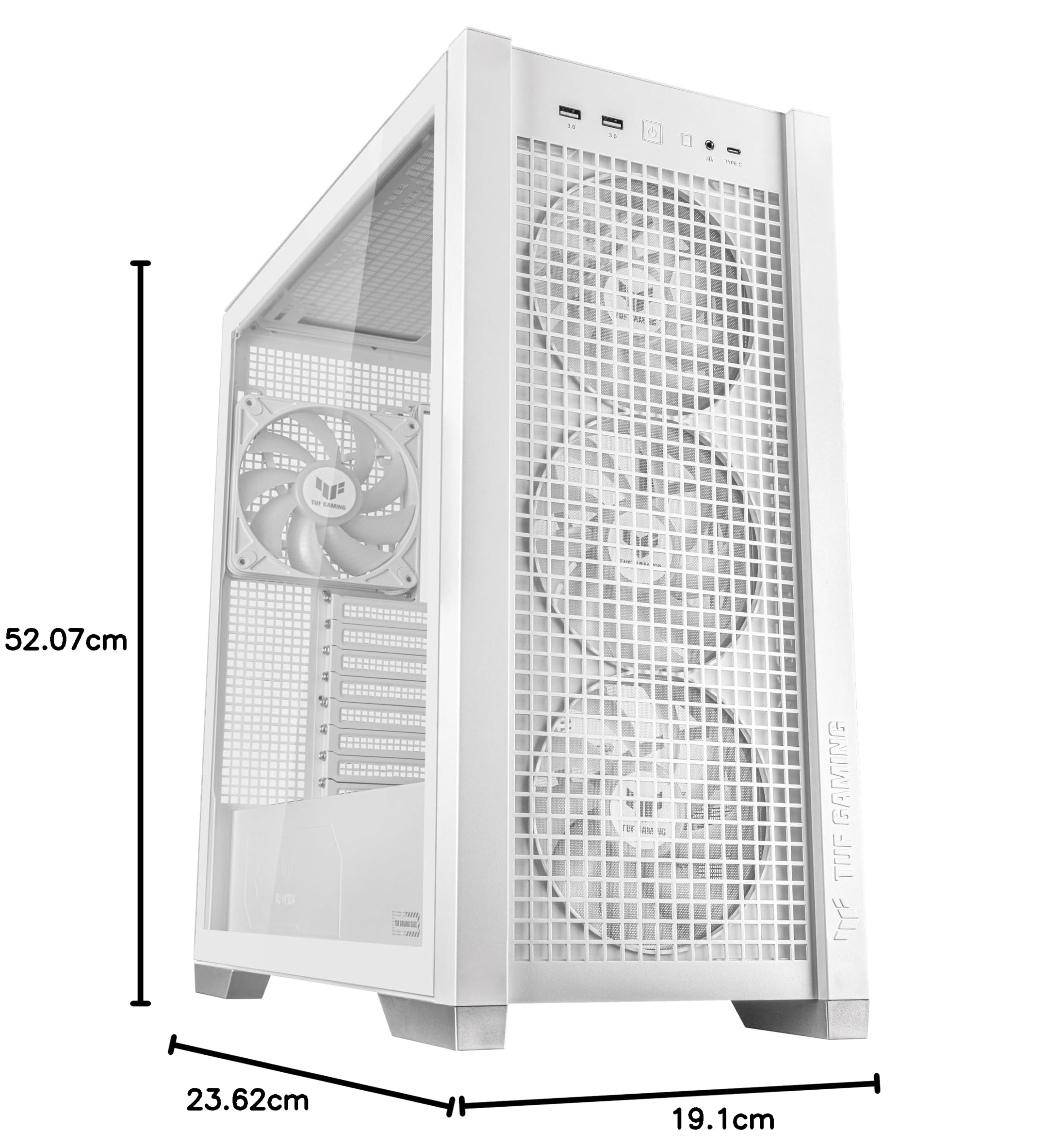 ASUS TUF Gaming GT302 ARGB White Edition ATX Mid-Tower PC Case - 4x 140mm ARGB Fans for Optimal Airflow & Cooling, Interchangeable & Detachable Panels, Hidden-Connector MB Support - Perfect for Gaming Rigs & High-Performance PC Builds
