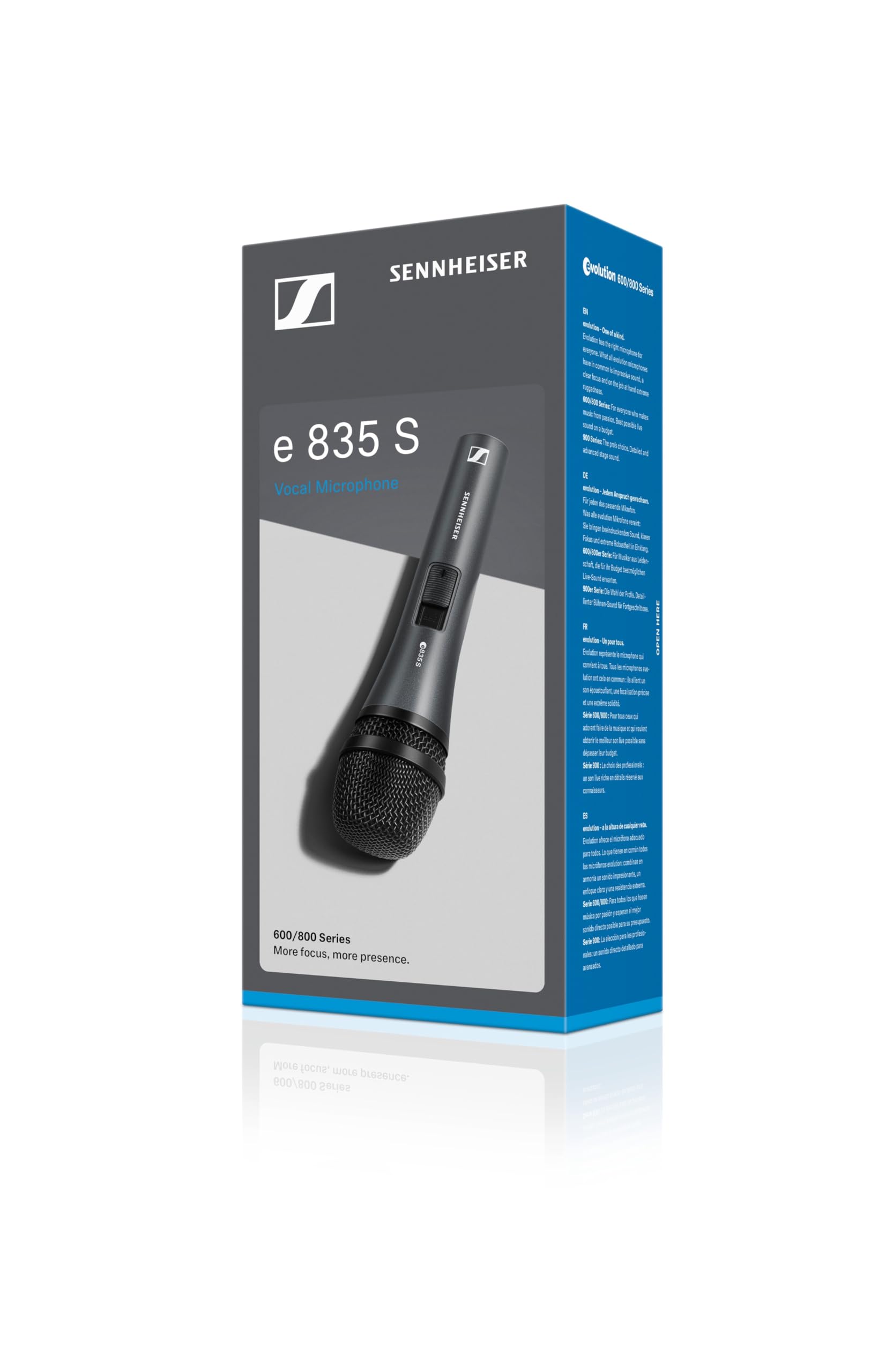 Sennheiser E835-S Professional Dynamic Cardioid Vocal Microphone with On/Off Switch - Ideal for Live Performances, Studio Recording & Podcasting