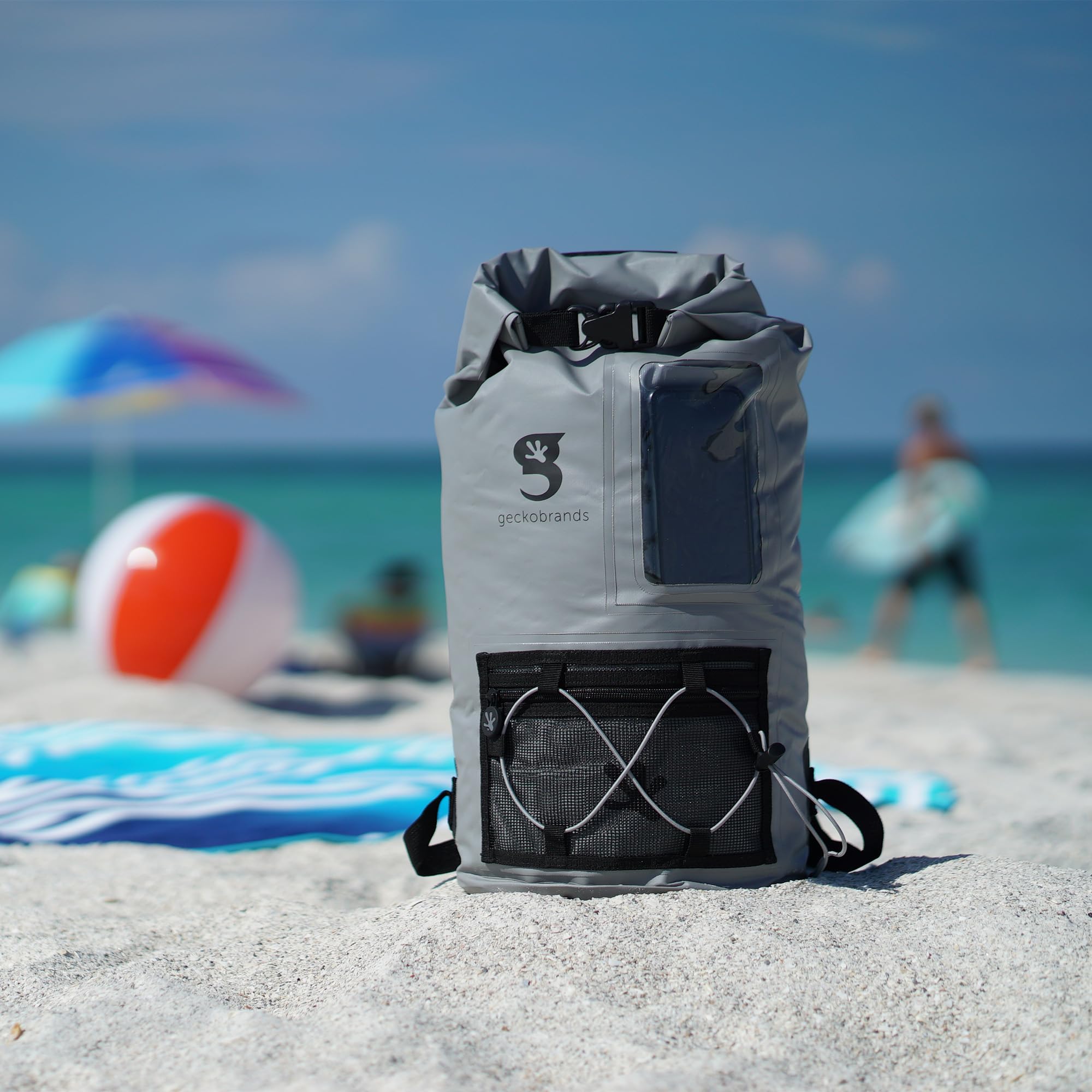 Geckobrands Hydroner 20L Waterproof Dry Bag Backpack - Lightweight Roll-Top Dry Sack with Clear Phone Case for Hiking, Kayaking, Camping & Beach Activities