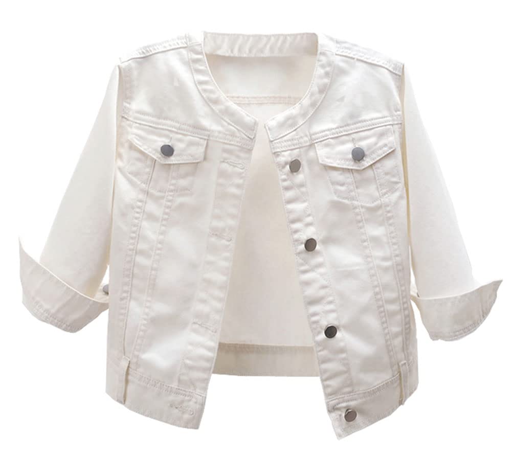 LifeShe Women's 3/4 Sleeve Denim Jacket - Roll-Up Sleeve Cropped Jean Shacket with Waffle Knit Lining | Casual Outerwear for Spring & Fall Layering