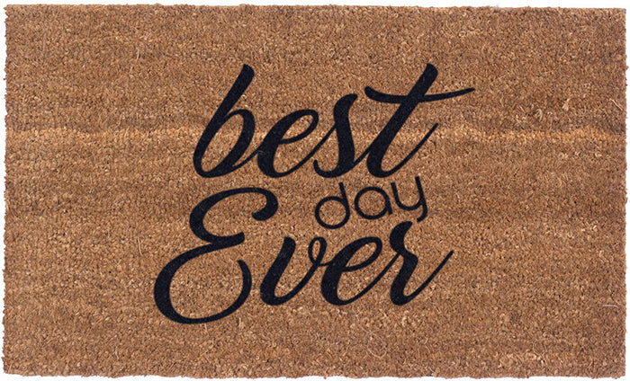 Best Day Ever Vinyl Back Coir Doormat - Durable & Non-Slip Welcome Mat for Front Door, Porch, Patio, and Home Decor