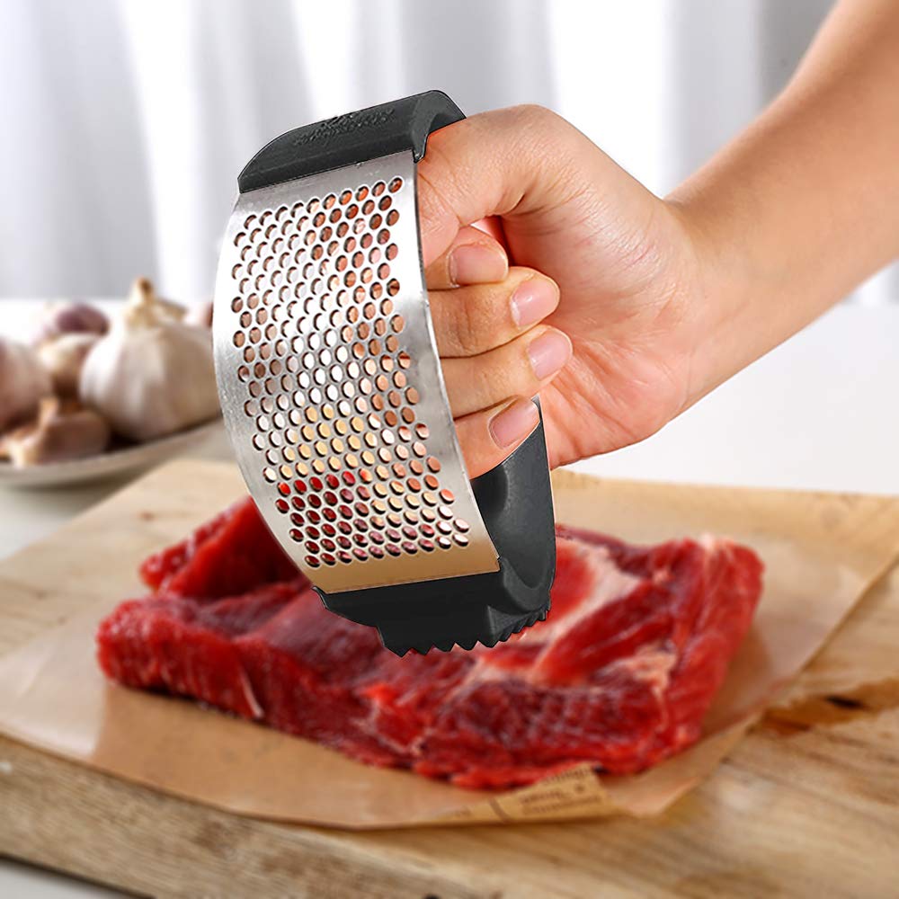Premium Stainless Steel Garlic Press - Heavy Duty Garlic Mincer & Rocker with Ergonomic Handle - Professional Kitchen Gadget for Chopping, Mincing & Peeling Garlic - Perfect for Home Cooking, Meal Prep & Restaurant Use