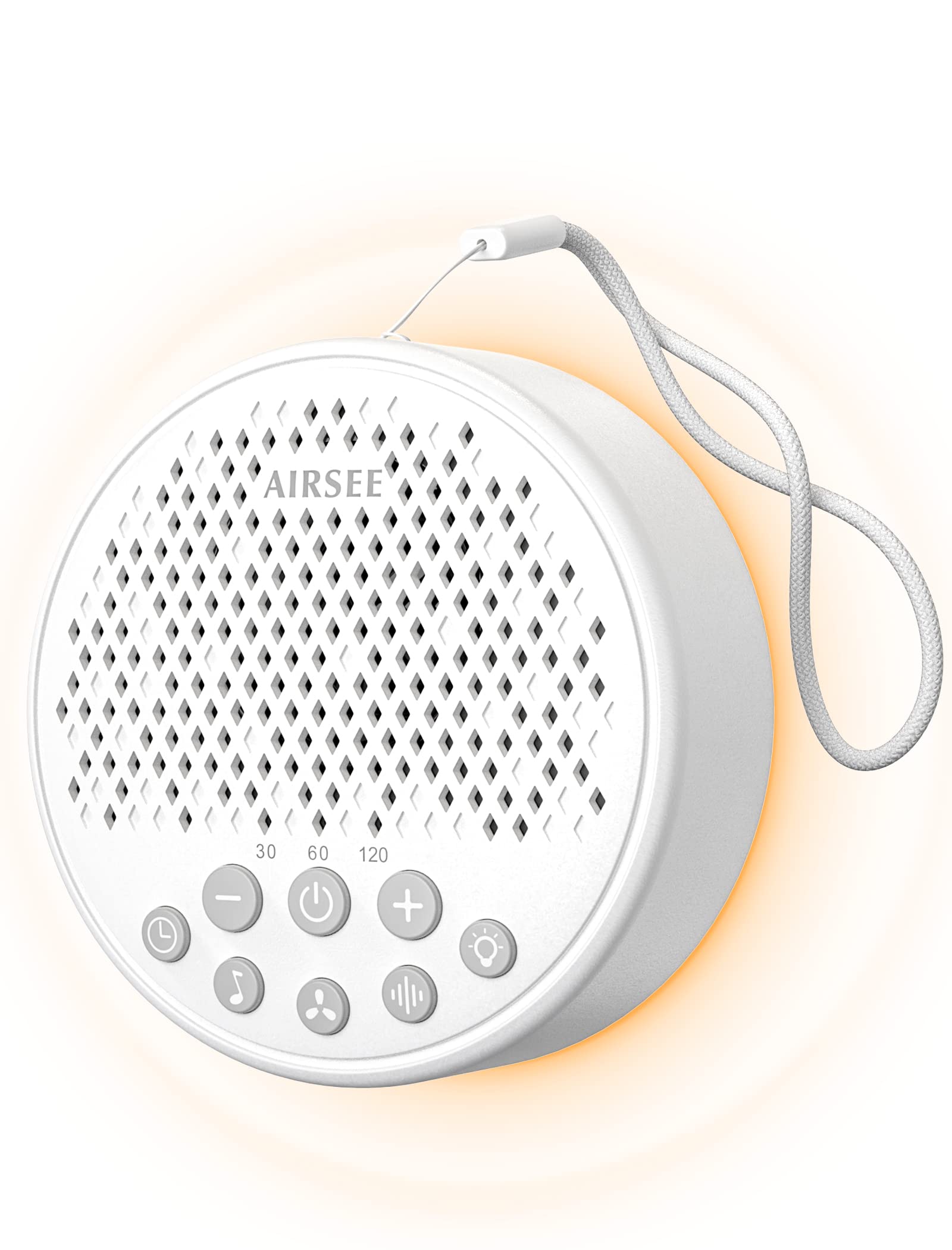 White Noise Machine for Baby, Kids & Adults - Portable 34 Soothing Sounds with Night Light | Rechargeable Sound Machine for Home, Office, Travel & Nursery | Perfect Sleep Aid & Gift (White)