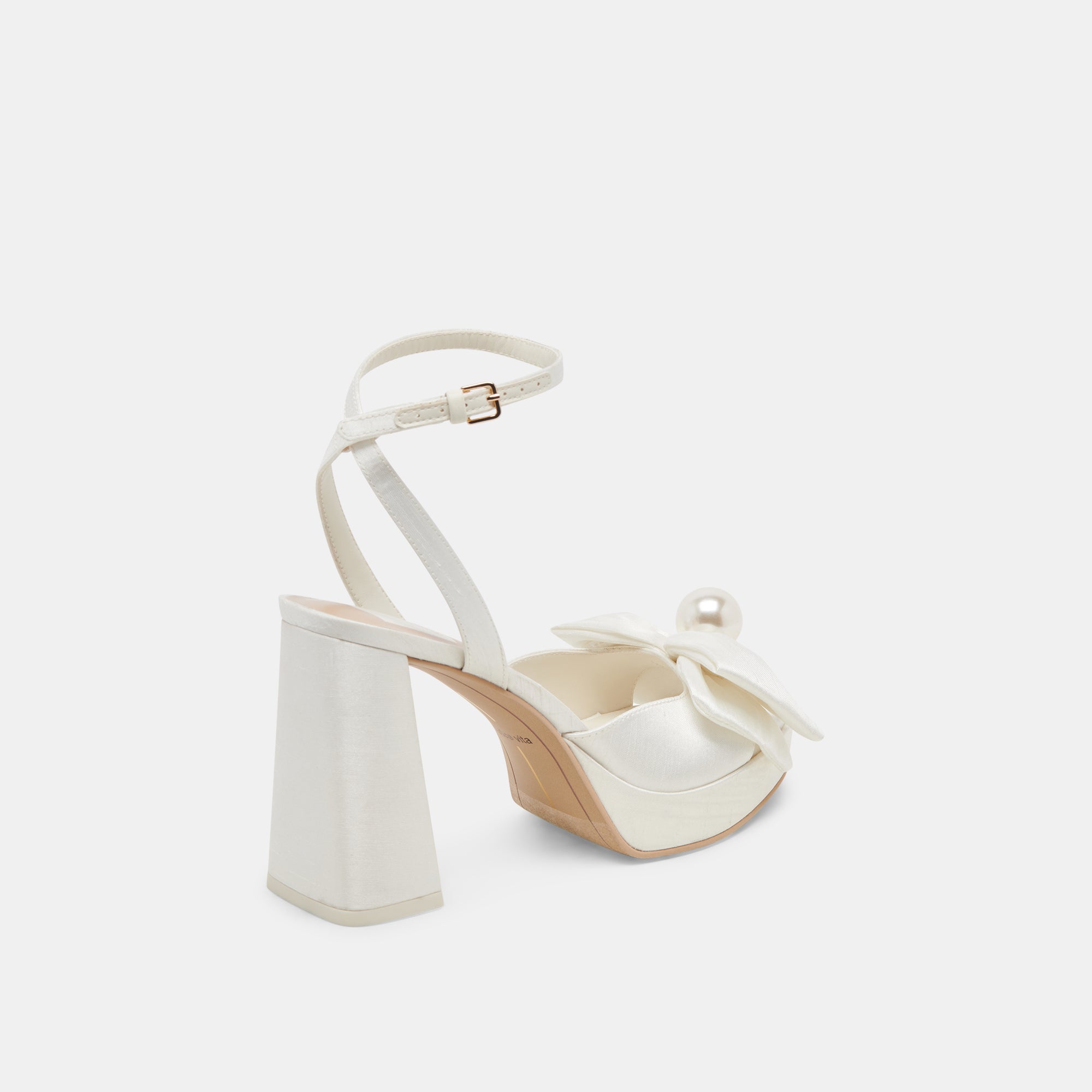Patton Women's Wide Heels in Ivory Satin - Elegant Comfort for Weddings, Parties & Special Occasions